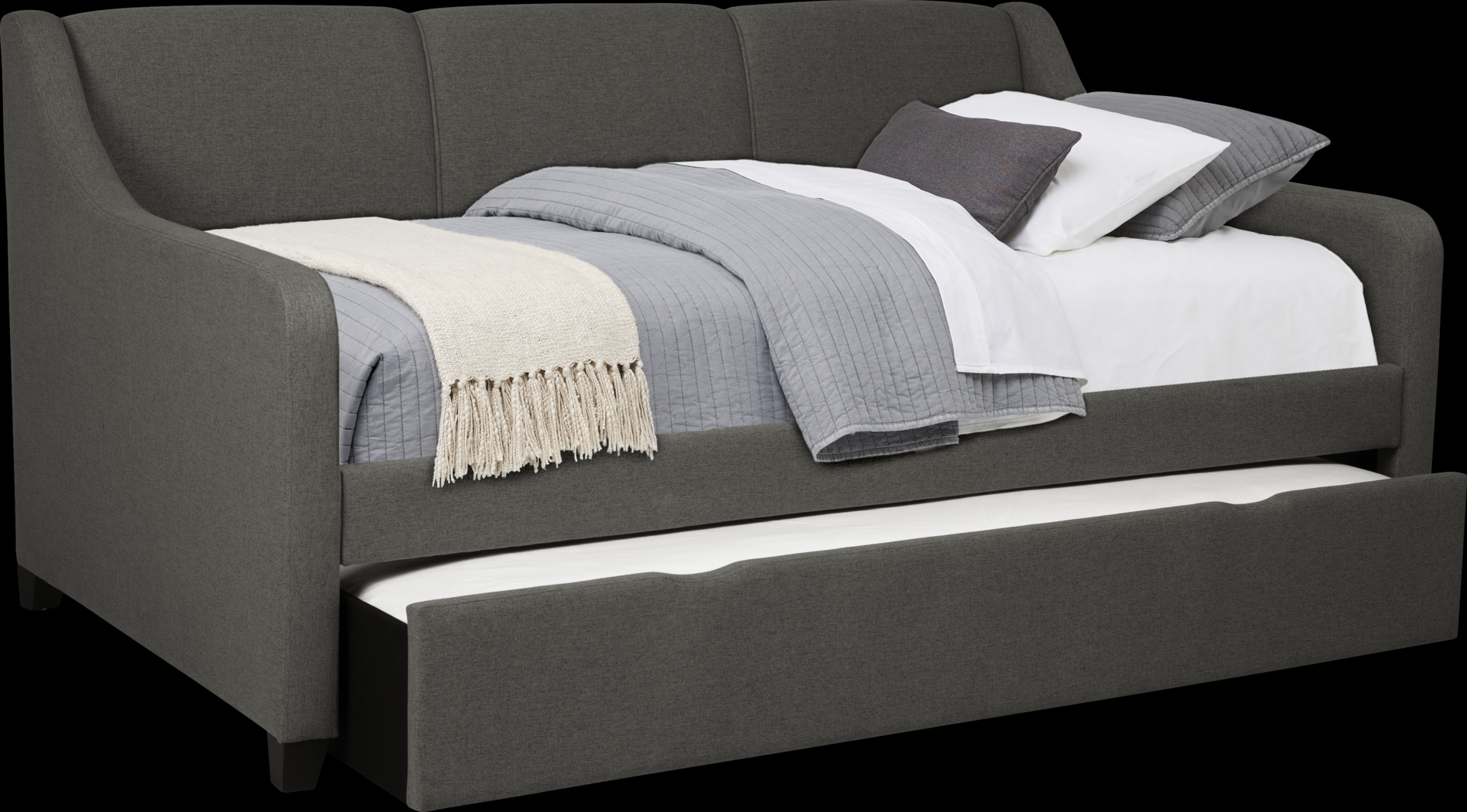 Daelan Dark Gray Twin Daybed with Twin Storage Trundle - Thumbnail - Image 2