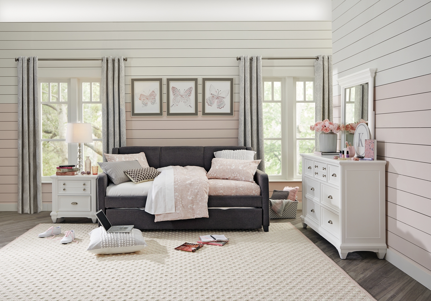 Daelan Dark Gray Twin Daybed with Twin Storage Trundle - Thumbnail - Image 4