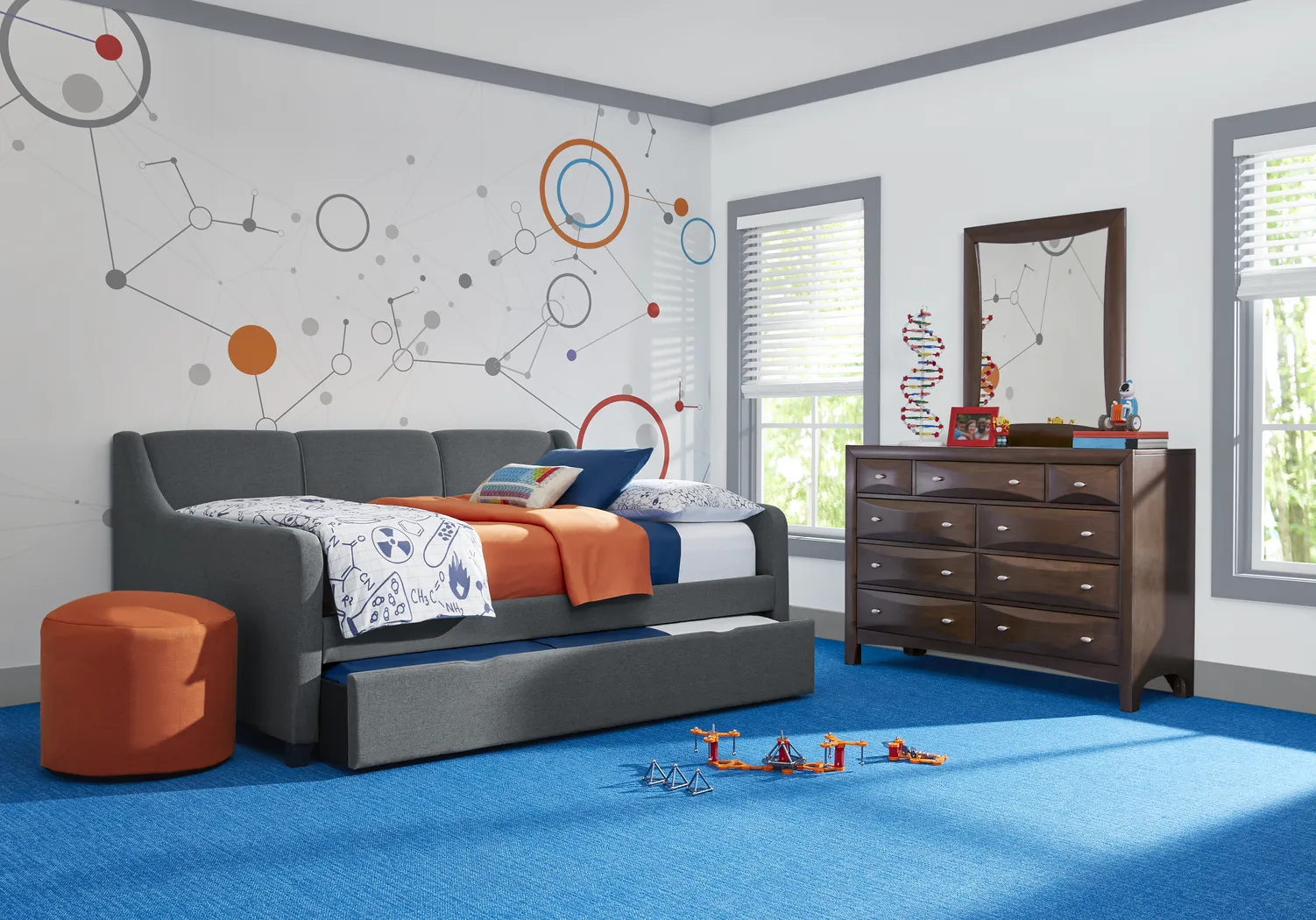 Daelan Dark Gray Twin Daybed with Twin Storage Trundle - Image 6
