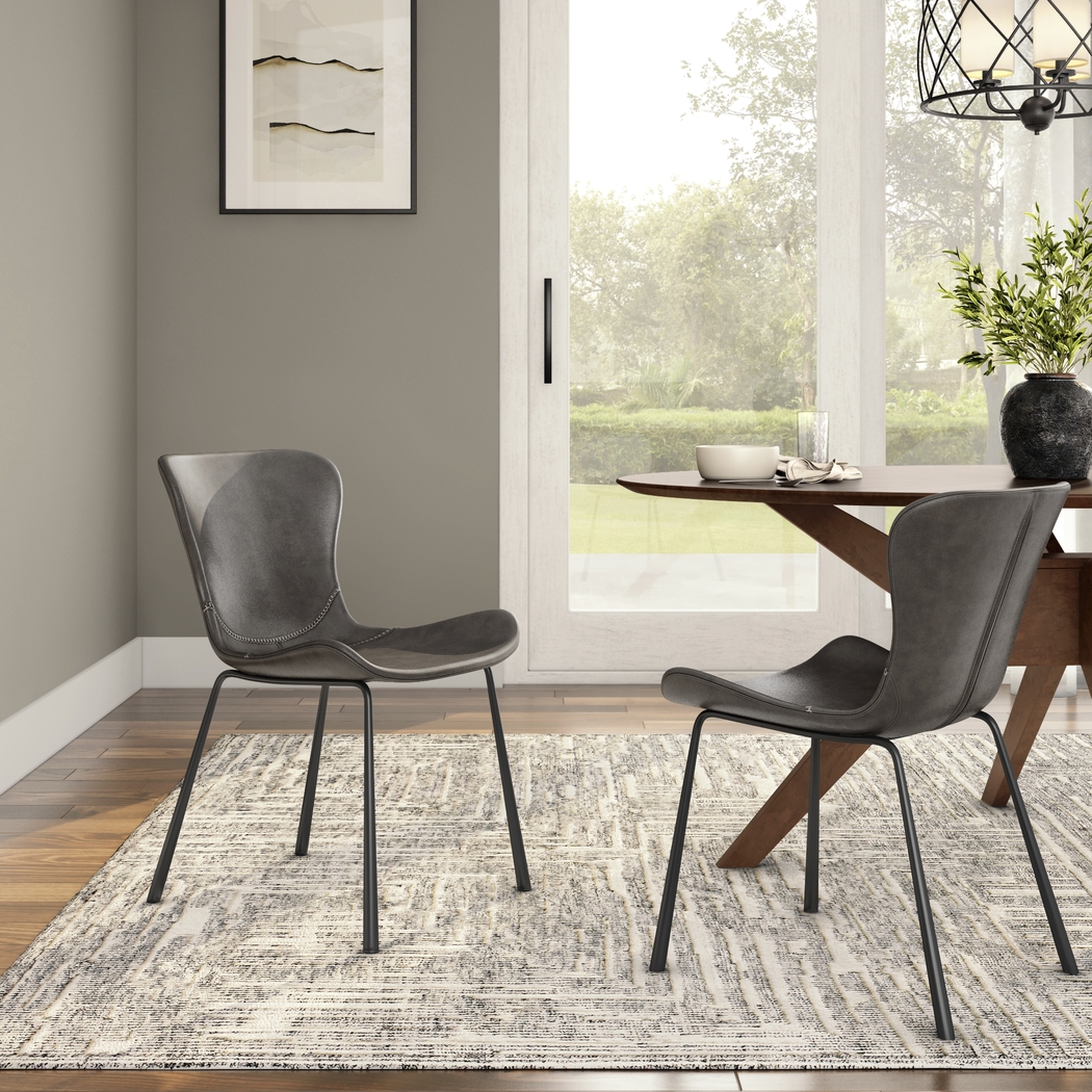 Daigle Dark Gray Dining Chair, Set of 2 - Thumbnail - Image 2