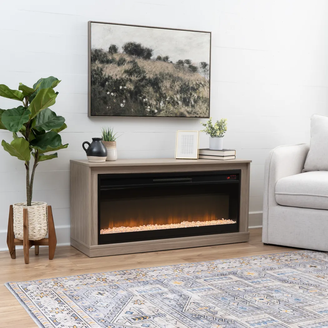 Dalder Light Brown 47 in. Console with Electric Fireplace - Thumbnail - Image 2
