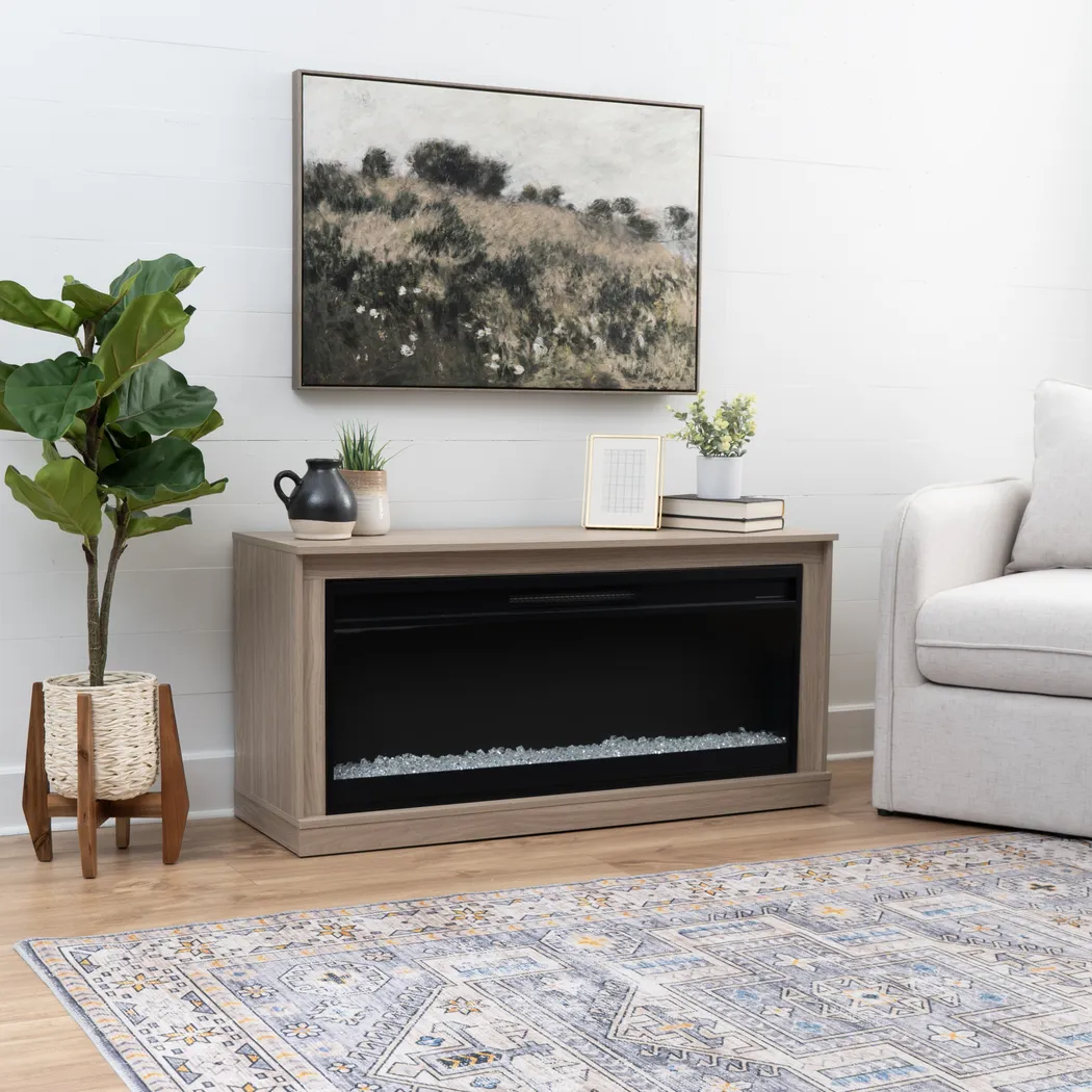 Dalder Light Brown 47 in. Console with Electric Fireplace - Thumbnail - Image 4