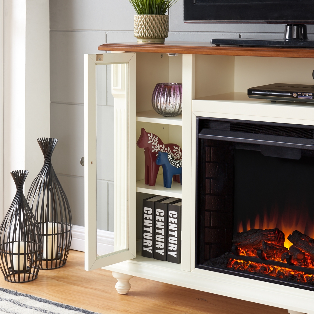 Dalecroft White 52 in. Console with Electric Fireplace - Thumbnail - Image 2