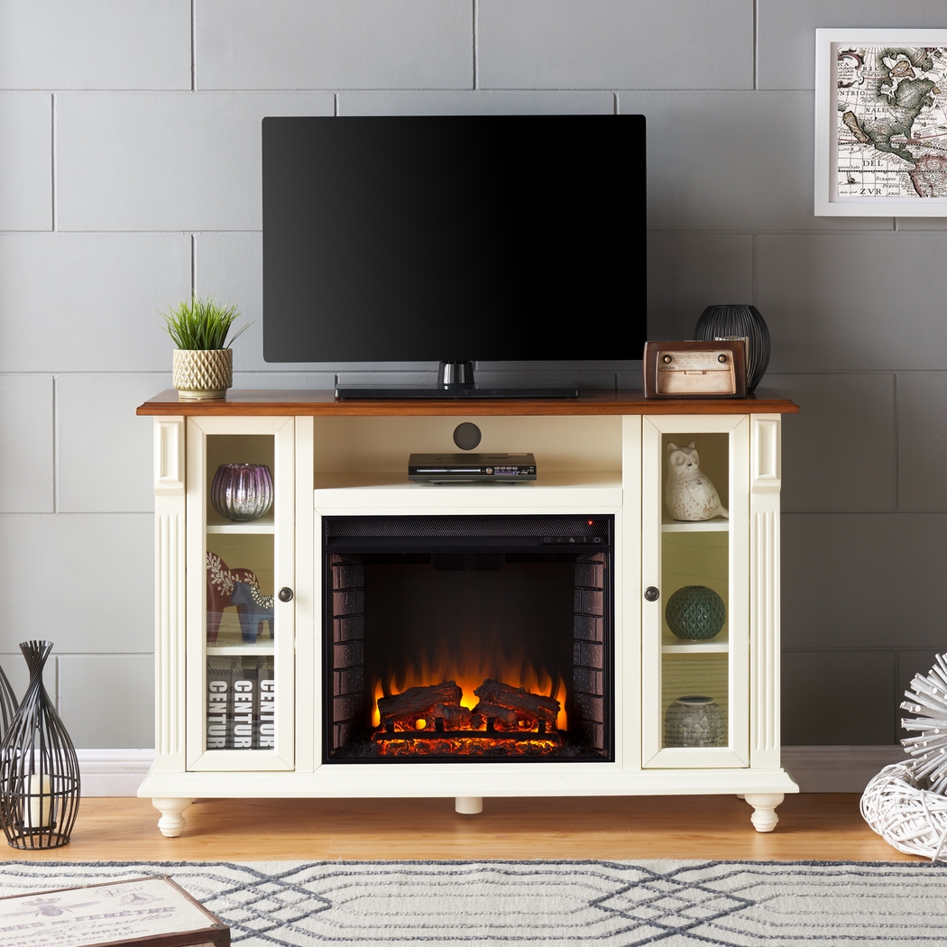 Dalecroft White 52 in. Console with Electric Fireplace - Thumbnail - Image 3