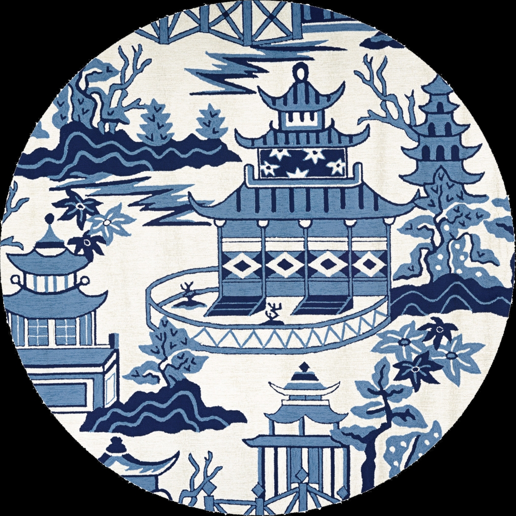 Dalston Dyce Blue 7'10 Indoor/Outdoor Round Rug - Thumbnail - Image 1