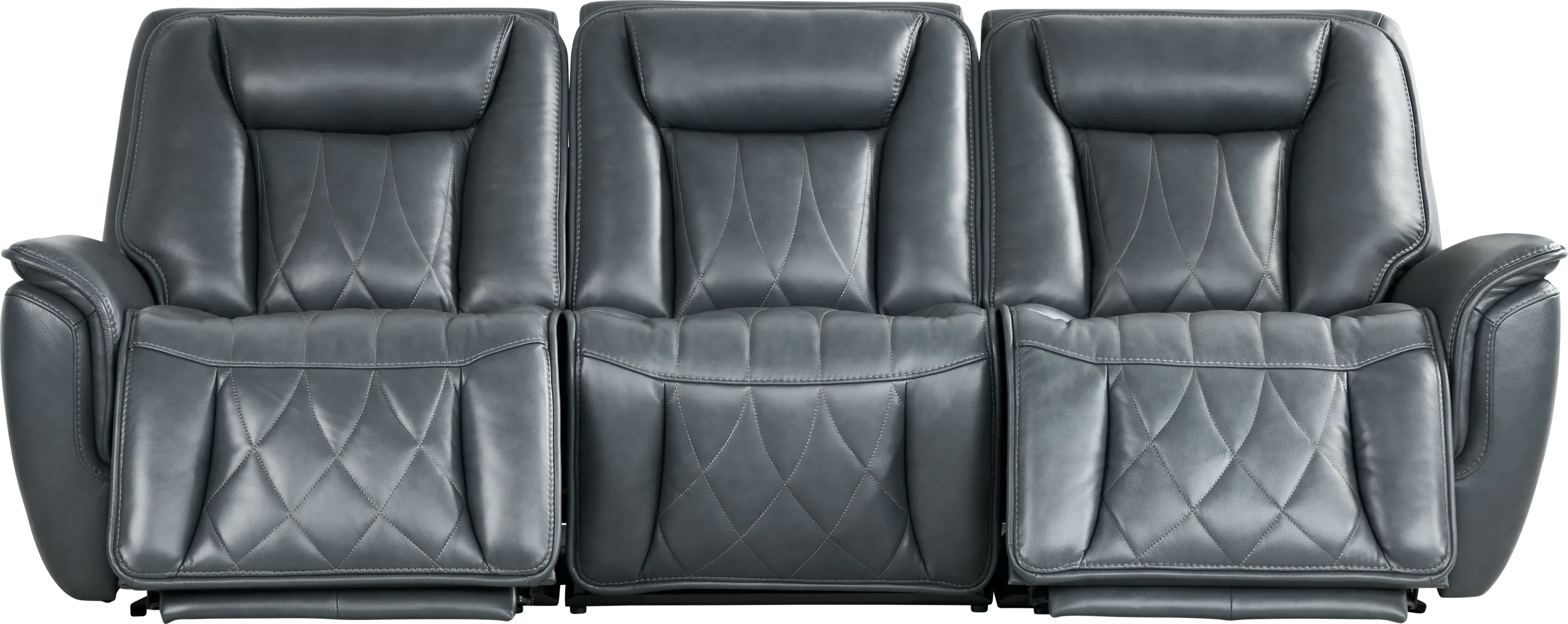 Dalton Blue Leather 3 Pc Triple Power Reclining Sectional - Thumbnail - Image 2