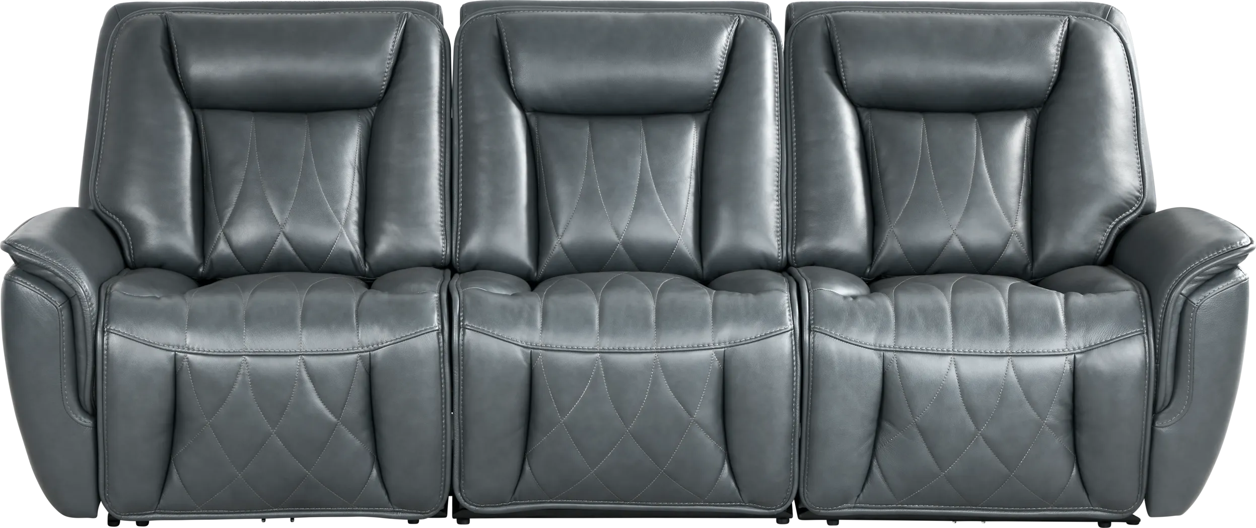 Dalton Blue Leather 3 Pc Triple Power Reclining Sectional - Thumbnail - Image 1