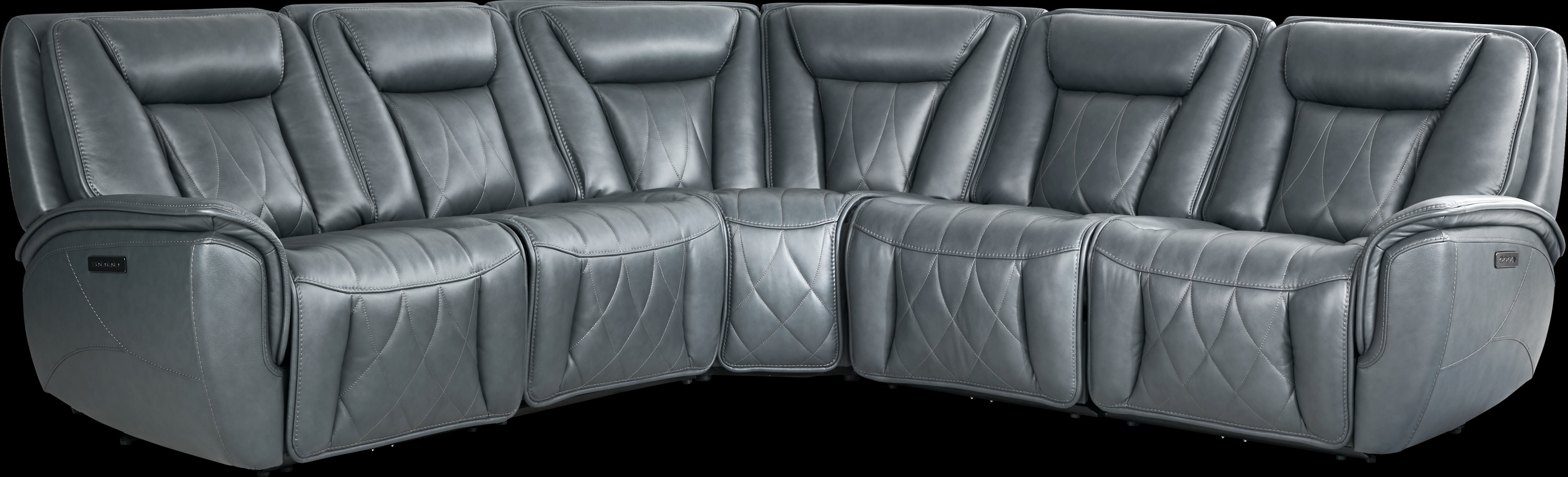 Dalton Blue Leather 5 Pc Triple Power Reclining Sectional - Thumbnail - Image 3