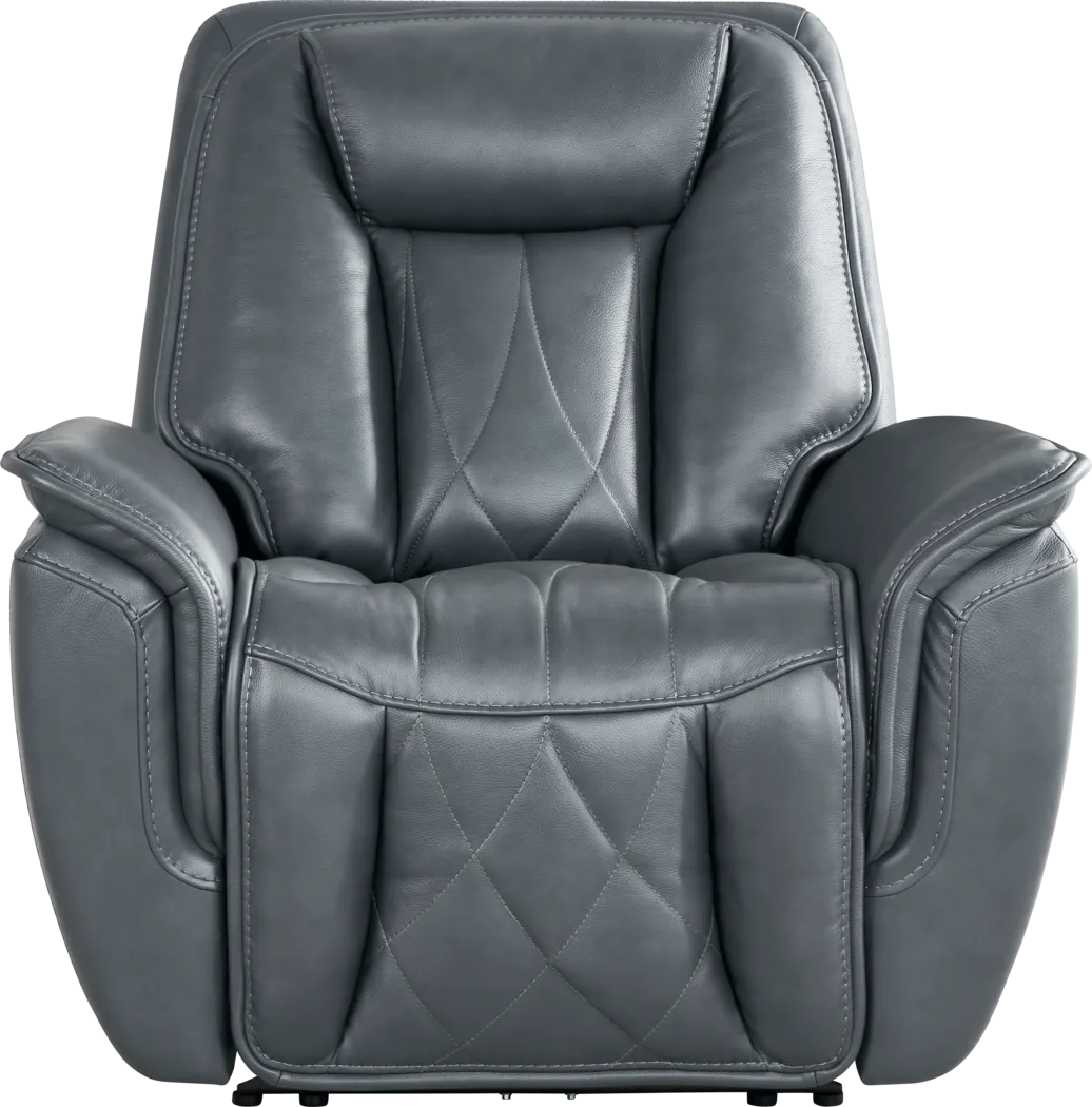 Dalton Blue Leather Triple Power Recliner - Thumbnail - Image 2