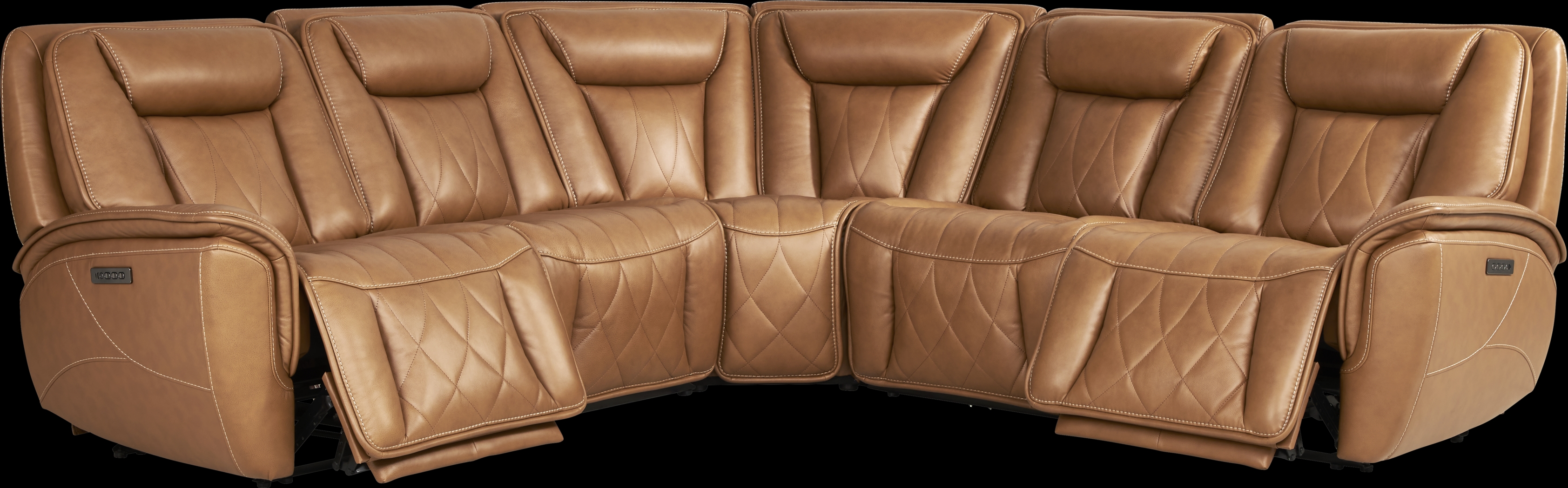 Dalton Brown Leather 8 Pc Triple Power Reclining Sectional Living Room - Thumbnail - Image 2