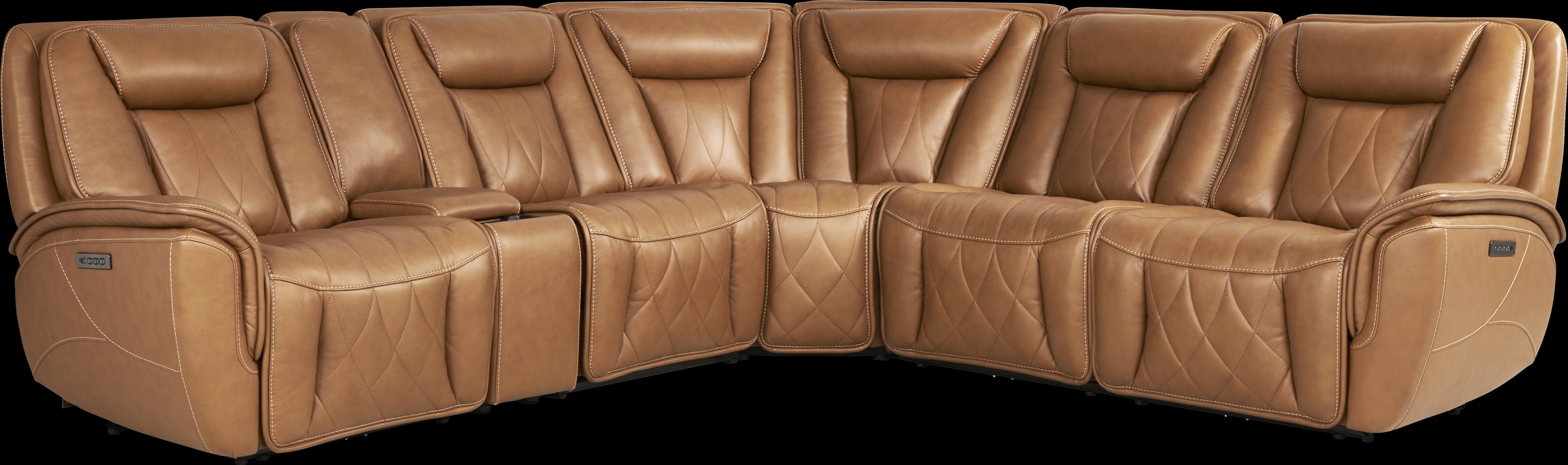 Dalton Brown Leather 6 Pc Triple Power Reclining Sectional - Thumbnail - Image 3