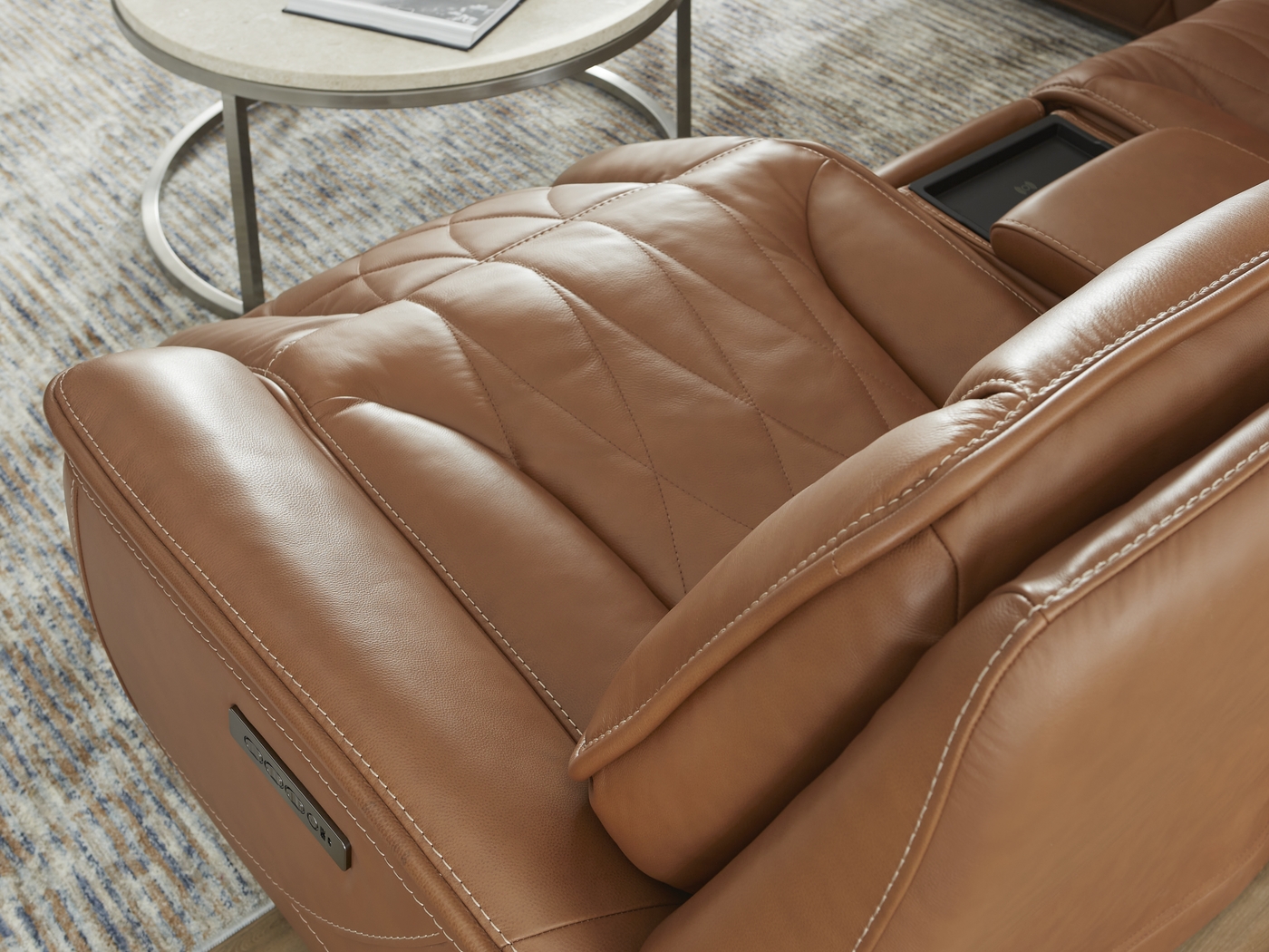 Dalton Brown Leather 9 Pc Triple Power Reclining Sectional Living Room - Thumbnail - Image 12