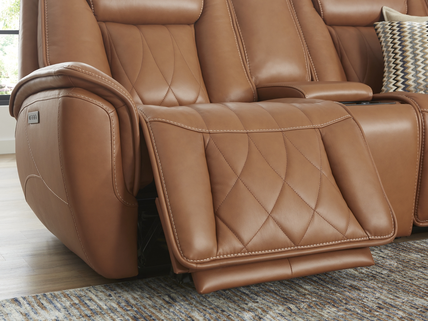 Dalton Brown Leather 6 Pc Triple Power Reclining Sectional - Thumbnail - Image 4