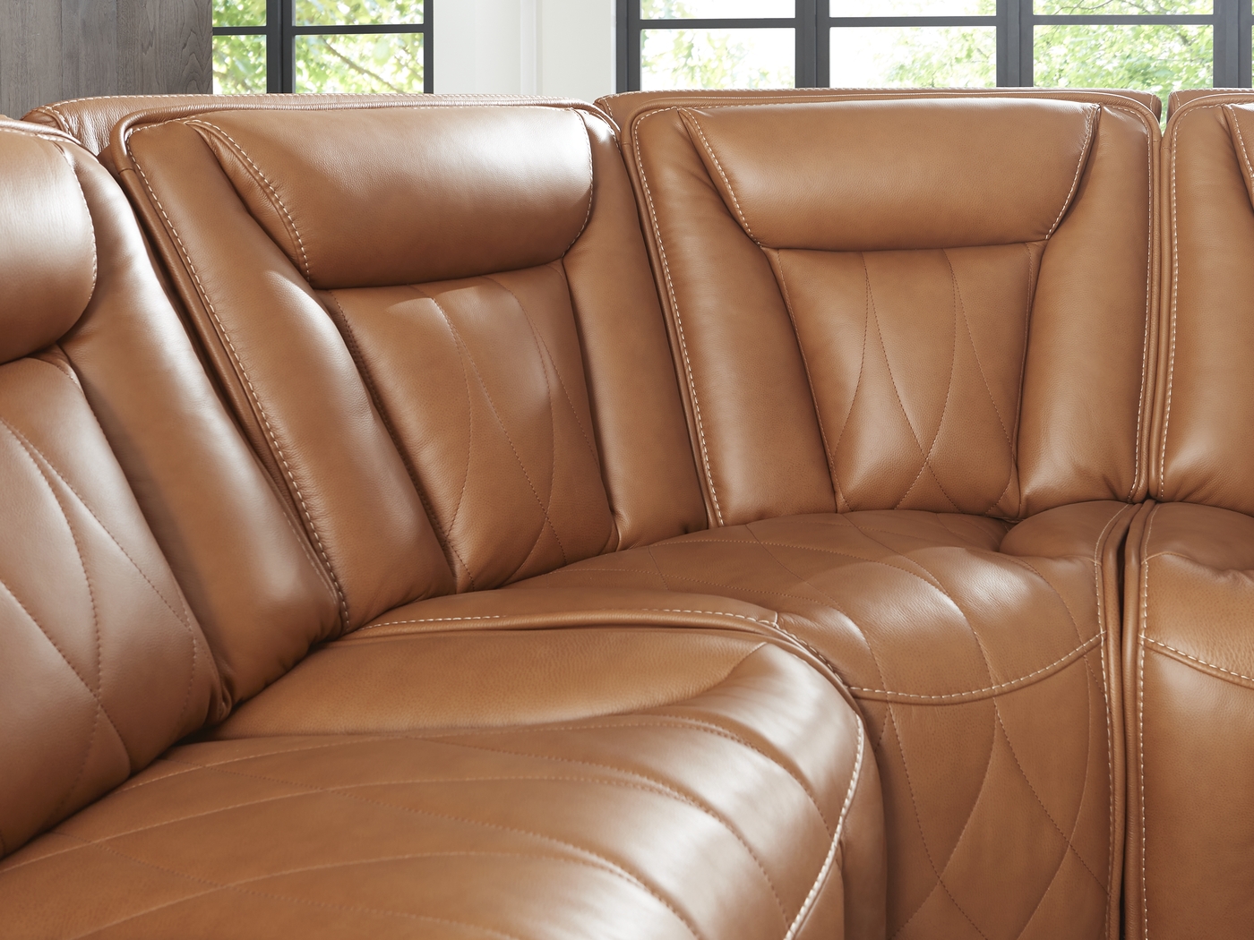 Dalton Brown Leather 9 Pc Triple Power Reclining Sectional Living Room - Thumbnail - Image 5