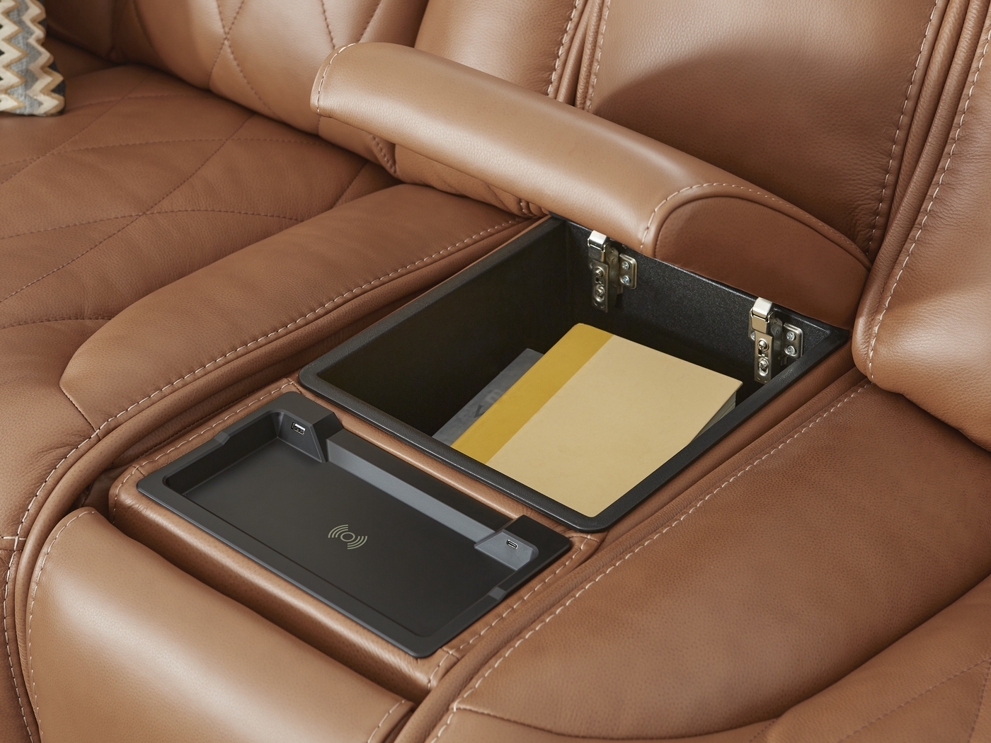 Dalton Brown Leather 9 Pc Triple Power Reclining Sectional Living Room - Thumbnail - Image 7