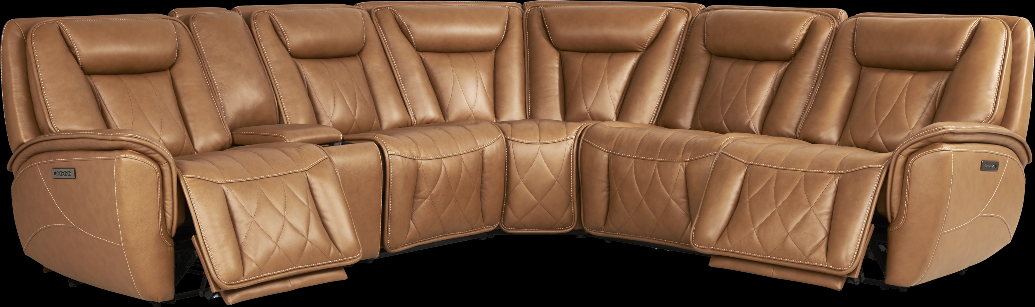 Dalton Brown Leather 6 Pc Triple Power Reclining Sectional - Thumbnail - Image 1