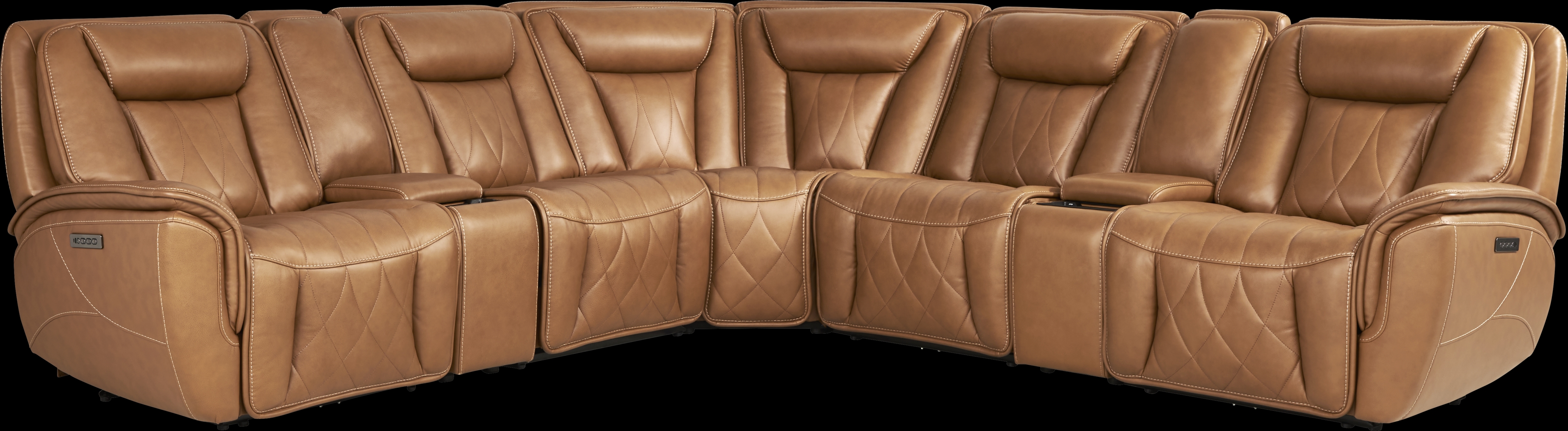 Dalton Brown Leather 7 Pc Triple Power Reclining Sectional - Thumbnail - Image 3