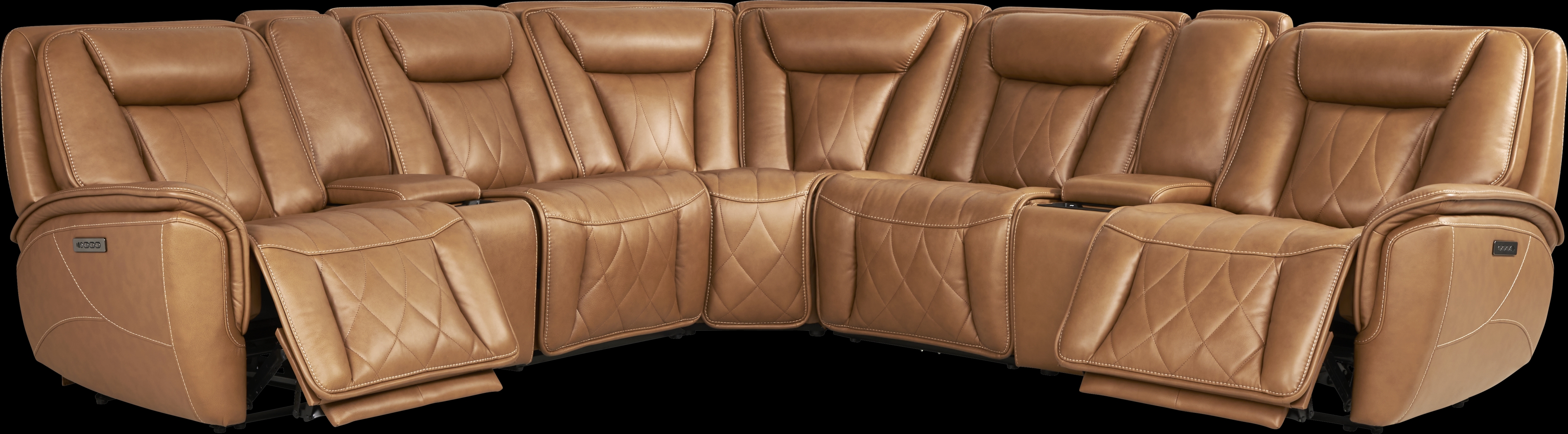 Dalton Brown Leather 7 Pc Triple Power Reclining Sectional - Thumbnail - Image 1