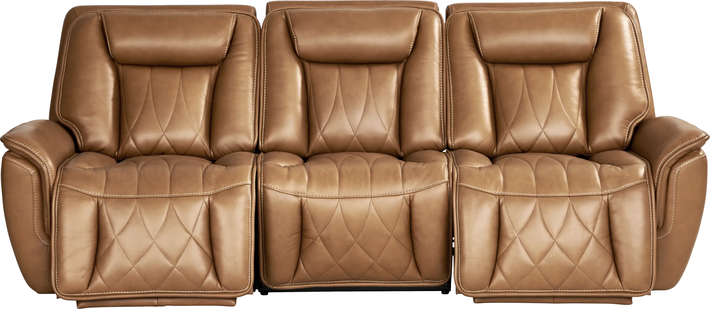Dalton Brown Leather Triple Power Reclining Sofa - Thumbnail - Image 1