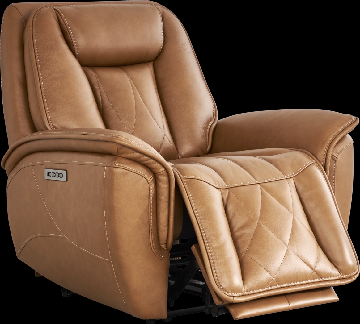 Dalton Brown Leather Triple Power Recliner - Thumbnail - Image 1