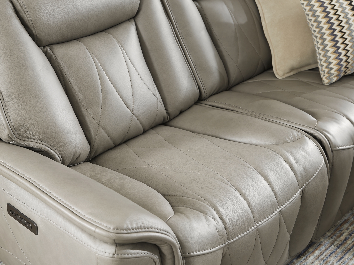 Dalton Gray Leather 8 Pc Triple Power Reclining Sectional Living Room - Thumbnail - Image 4