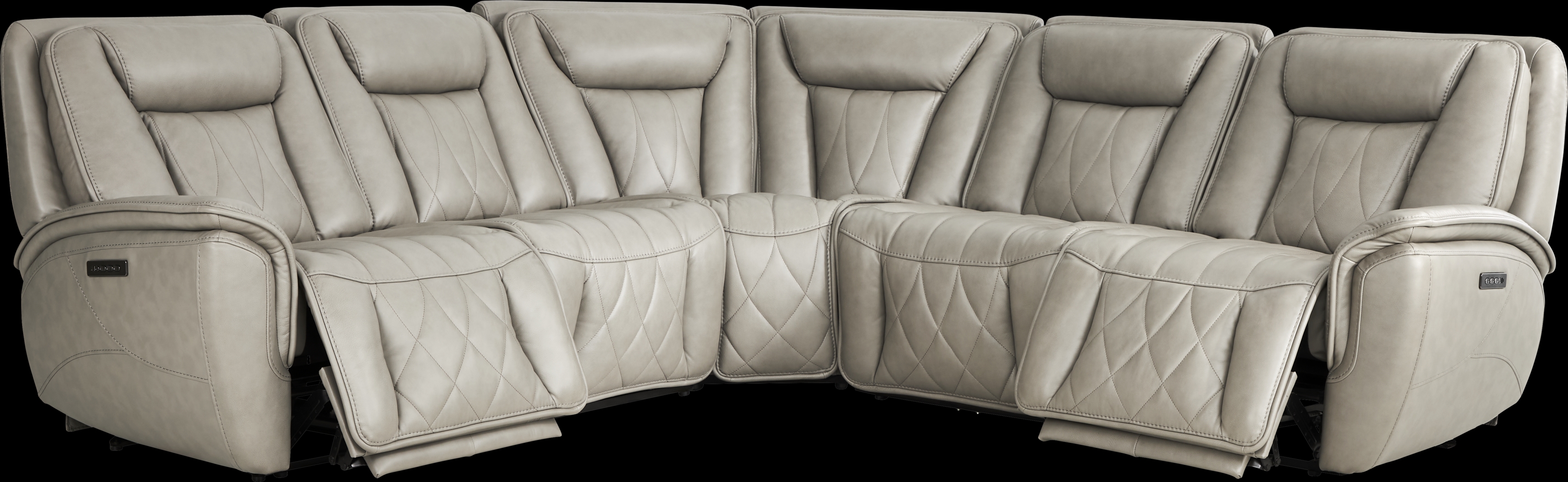 Dalton Gray Leather 8 Pc Triple Power Reclining Sectional Living Room - Thumbnail - Image 2