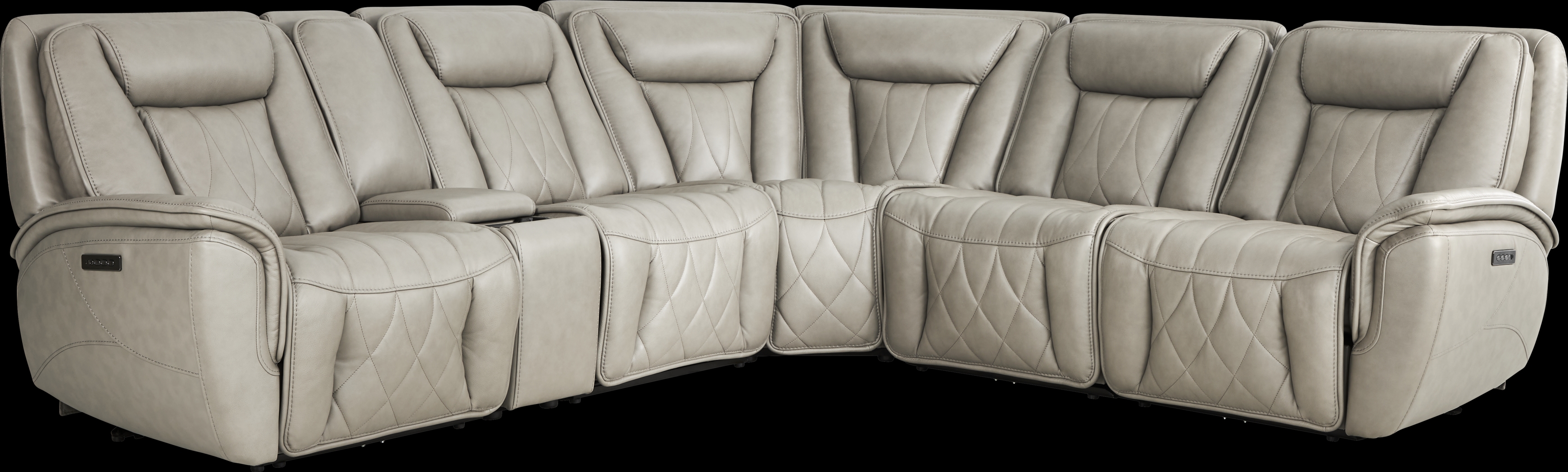 Dalton Gray Leather 6 Pc Triple Power Reclining Sectional - Thumbnail - Image 3