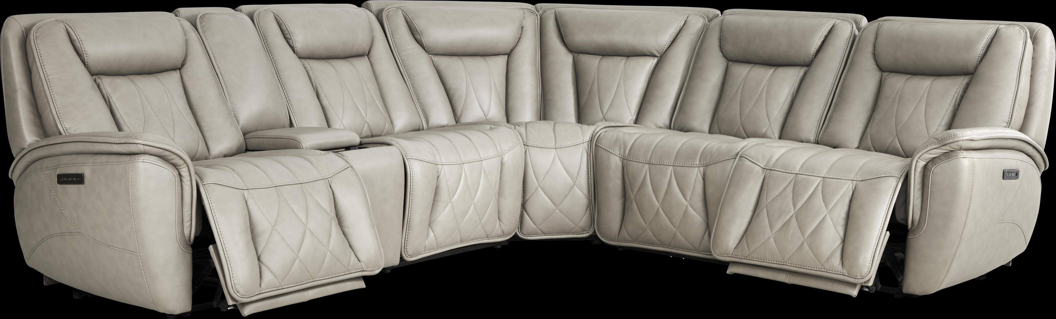Dalton Gray Leather 6 Pc Triple Power Reclining Sectional - Thumbnail - Image 1