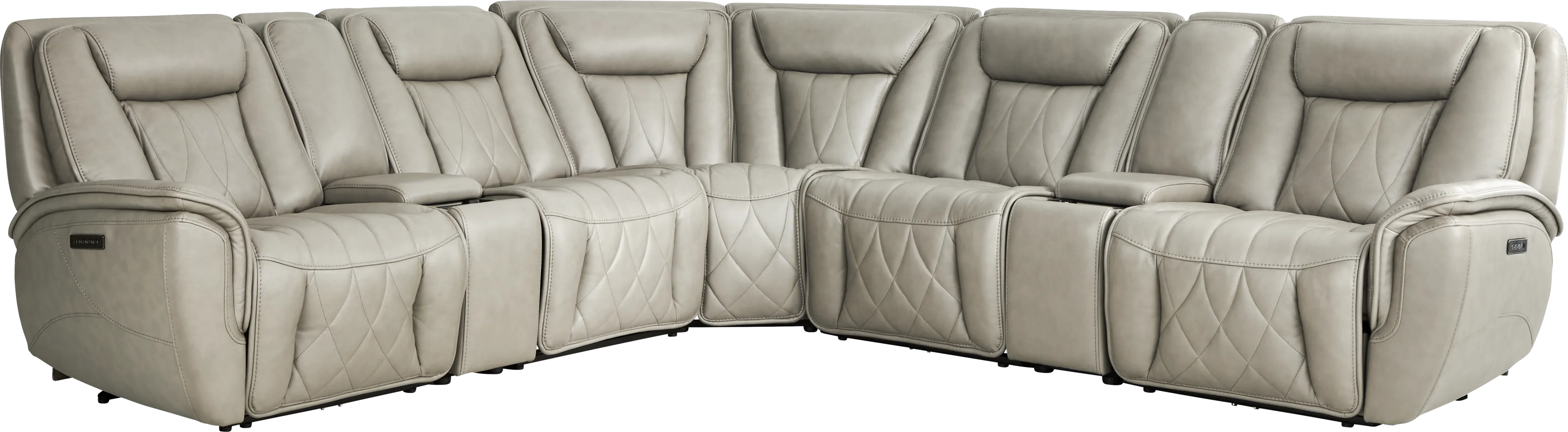 Dalton Gray Leather 7 Pc Triple Power Reclining Sectional - Thumbnail - Image 3