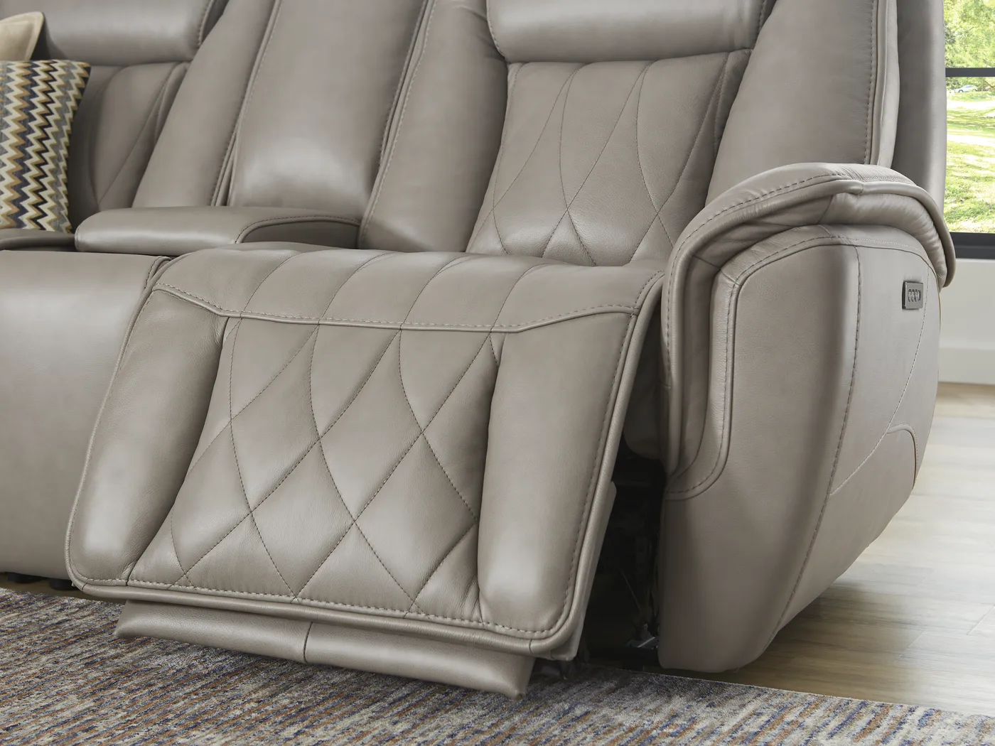 Dalton Gray Leather 7 Pc Triple Power Reclining Sectional - Thumbnail - Image 4