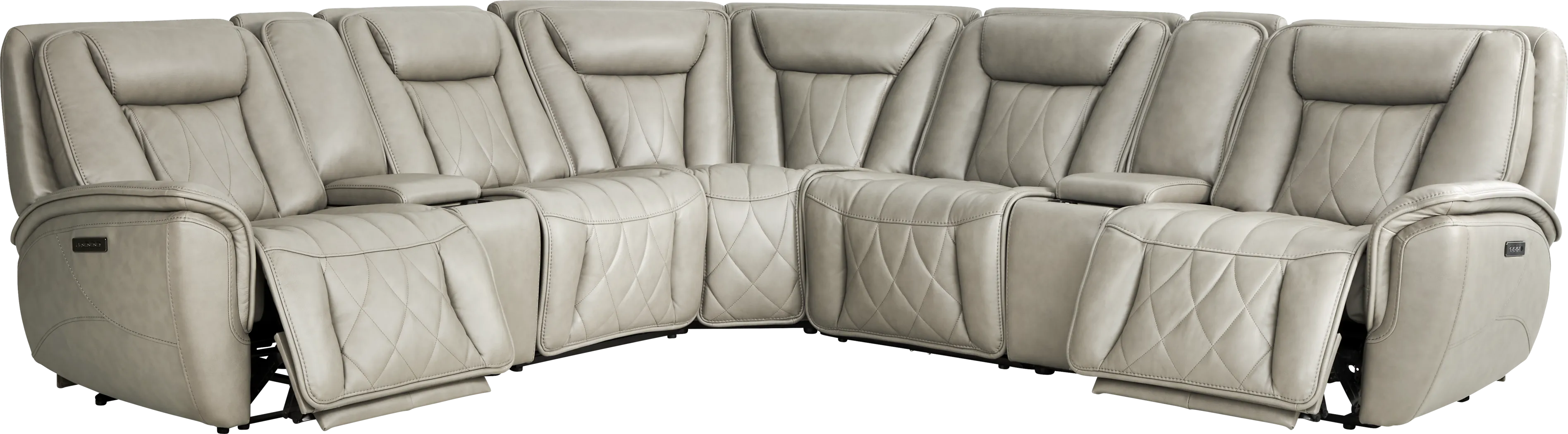 Dalton Gray Leather 7 Pc Triple Power Reclining Sectional - Thumbnail - Image 1