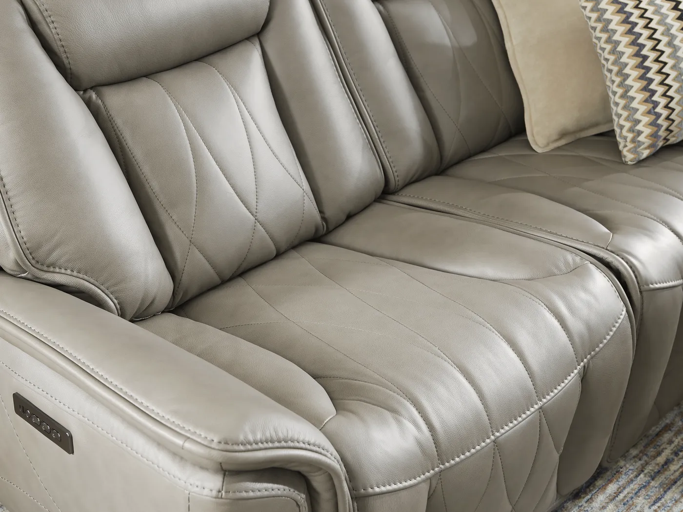 Dalton Gray Leather 8 Pc Triple Power Reclining Sectional Living Room - Thumbnail - Image 5