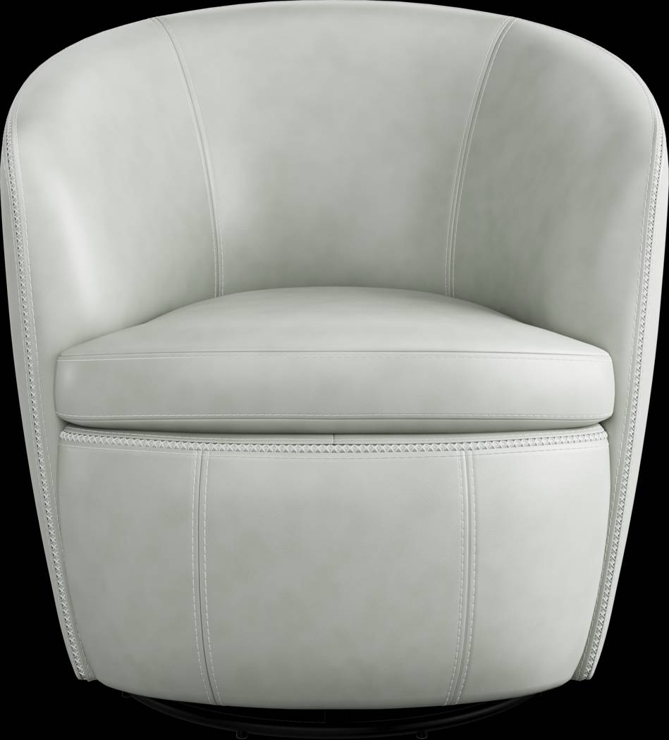 Damascus Aqua Leather Swivel Chair - Thumbnail - Image 2