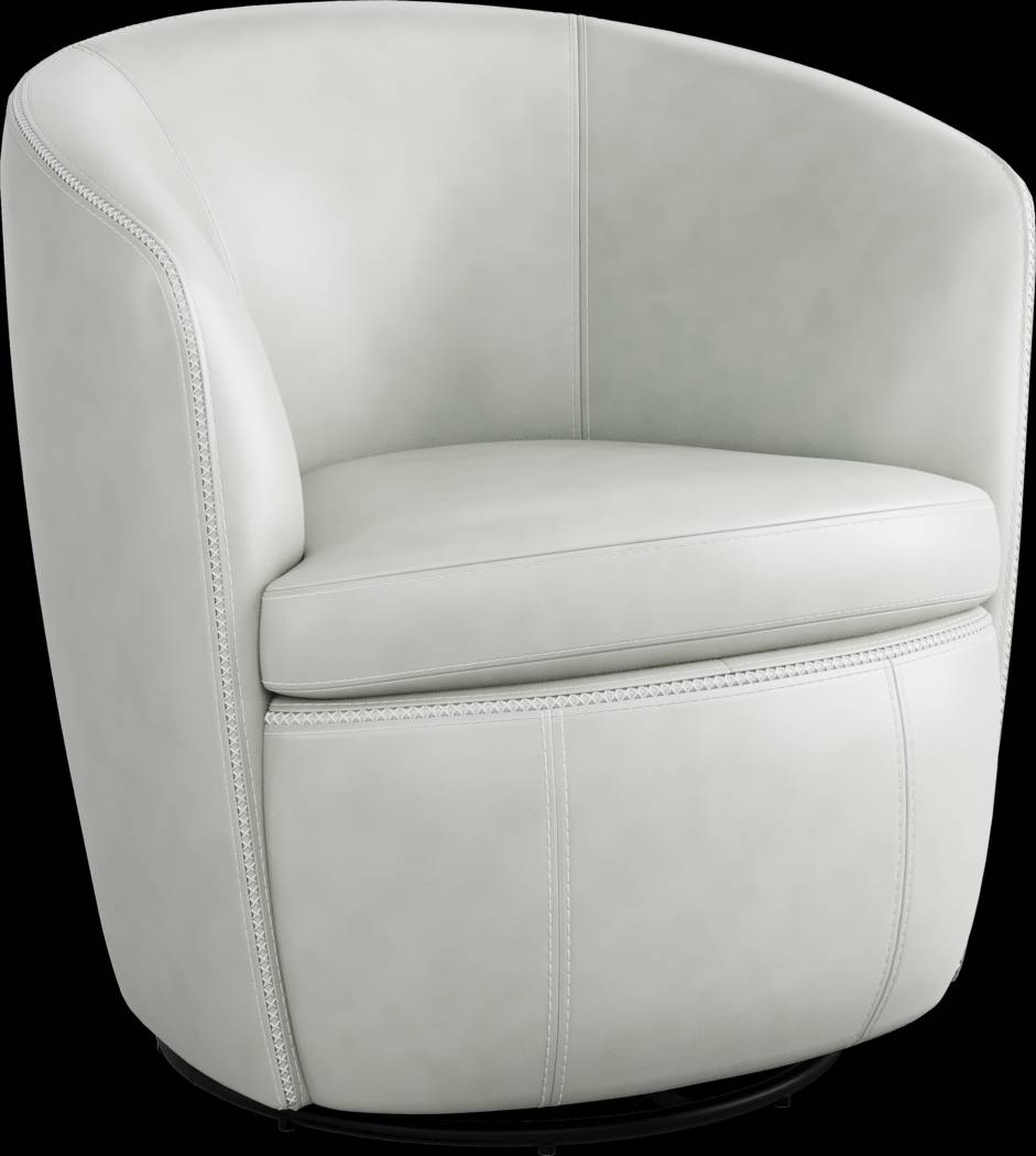 Damascus Aqua Leather Swivel Chair - Thumbnail - Image 1