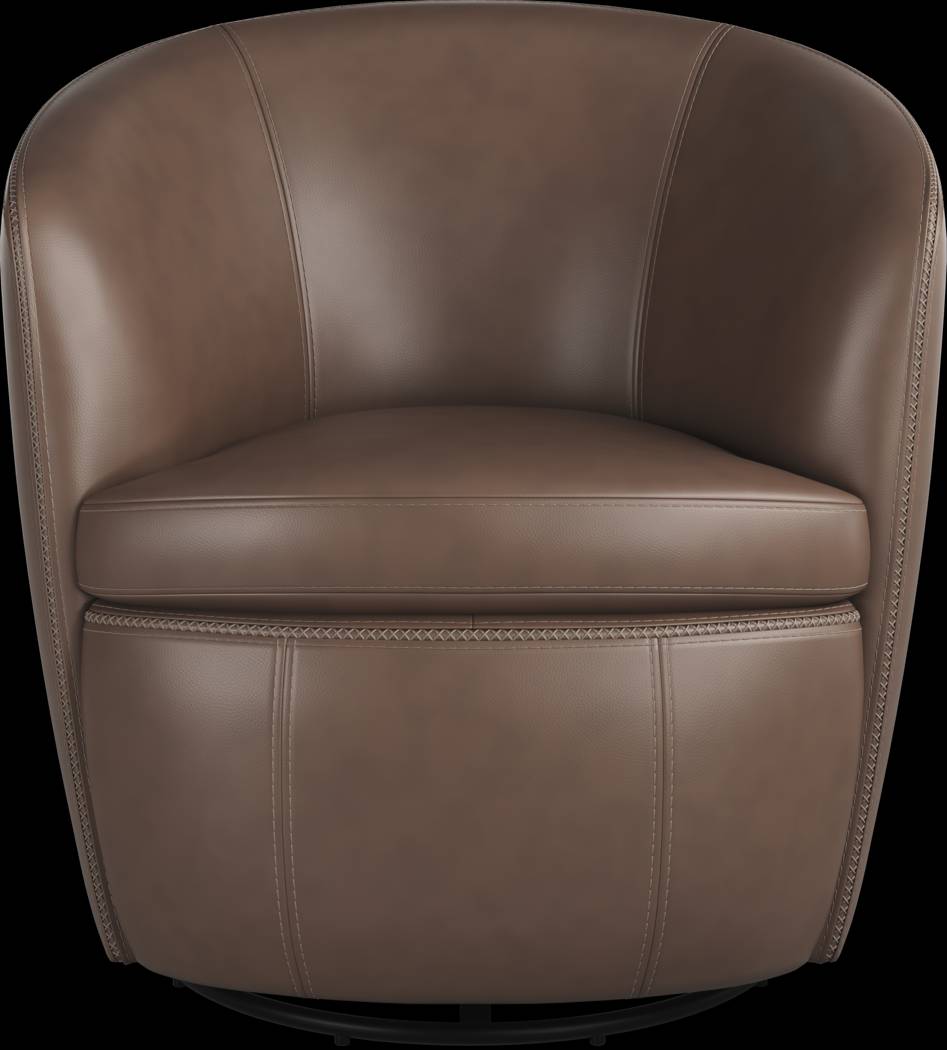 Damascus Brown Leather Swivel Chair - Thumbnail - Image 2