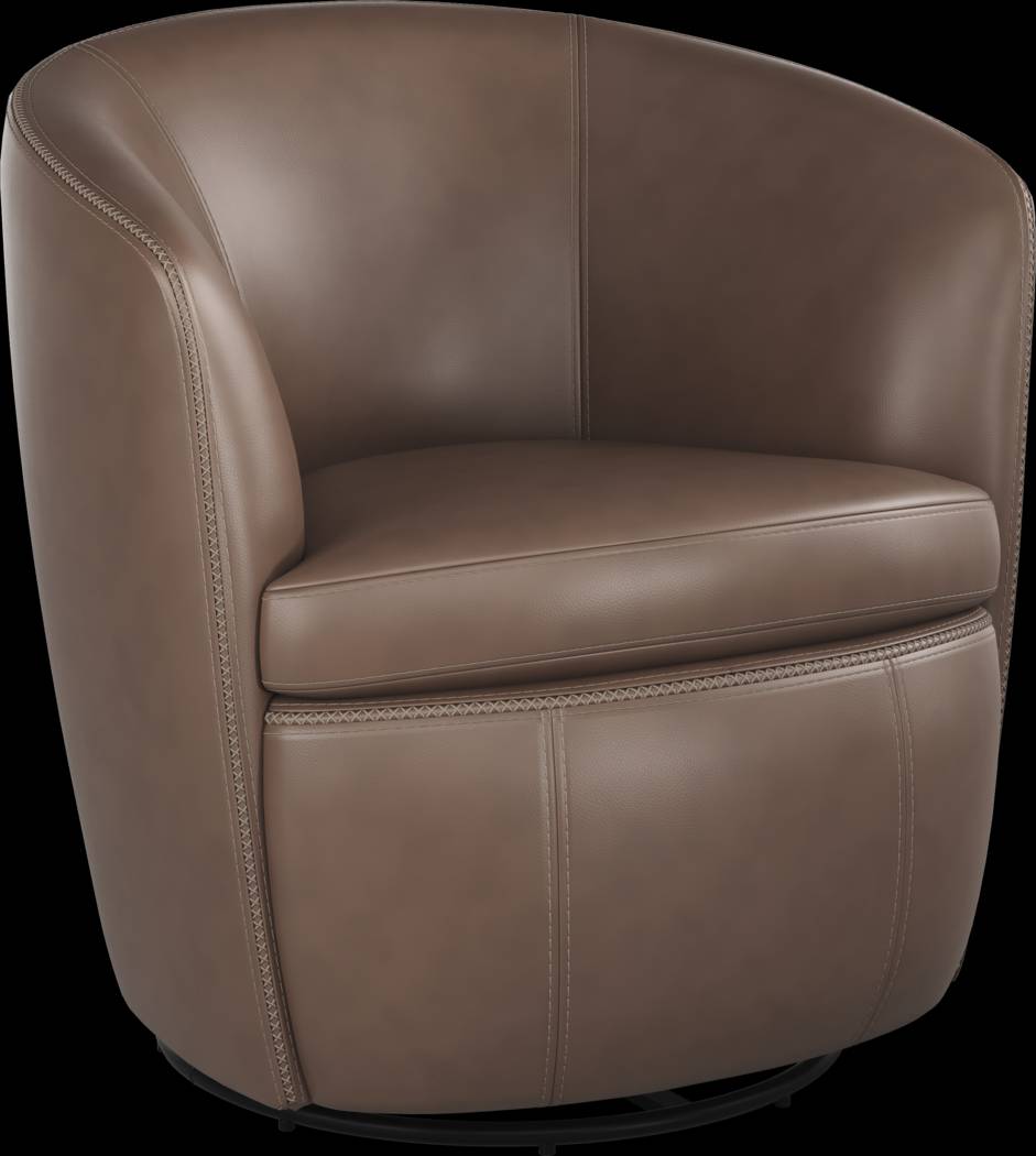 Damascus Brown Leather Swivel Chair - Thumbnail - Image 1