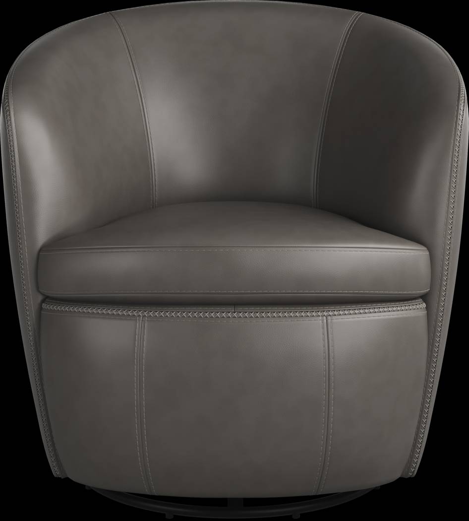 Damascus Gray Leather Swivel Chair - Thumbnail - Image 2