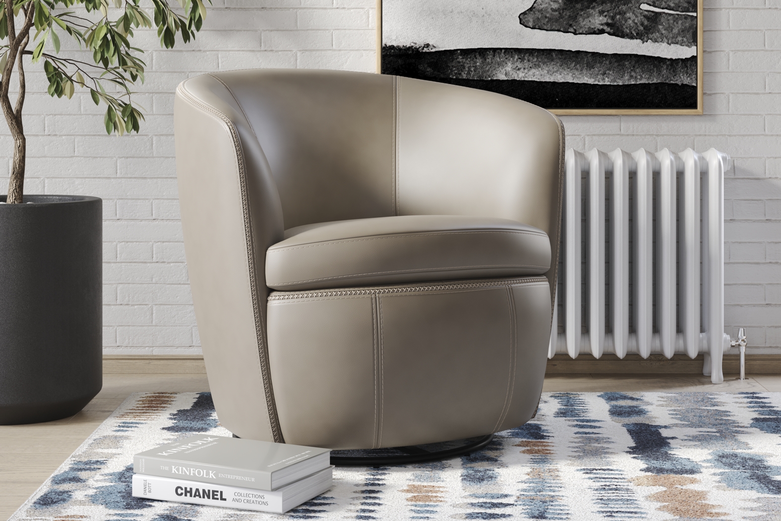 Damascus Stone Leather Swivel Chair - Thumbnail - Image 3