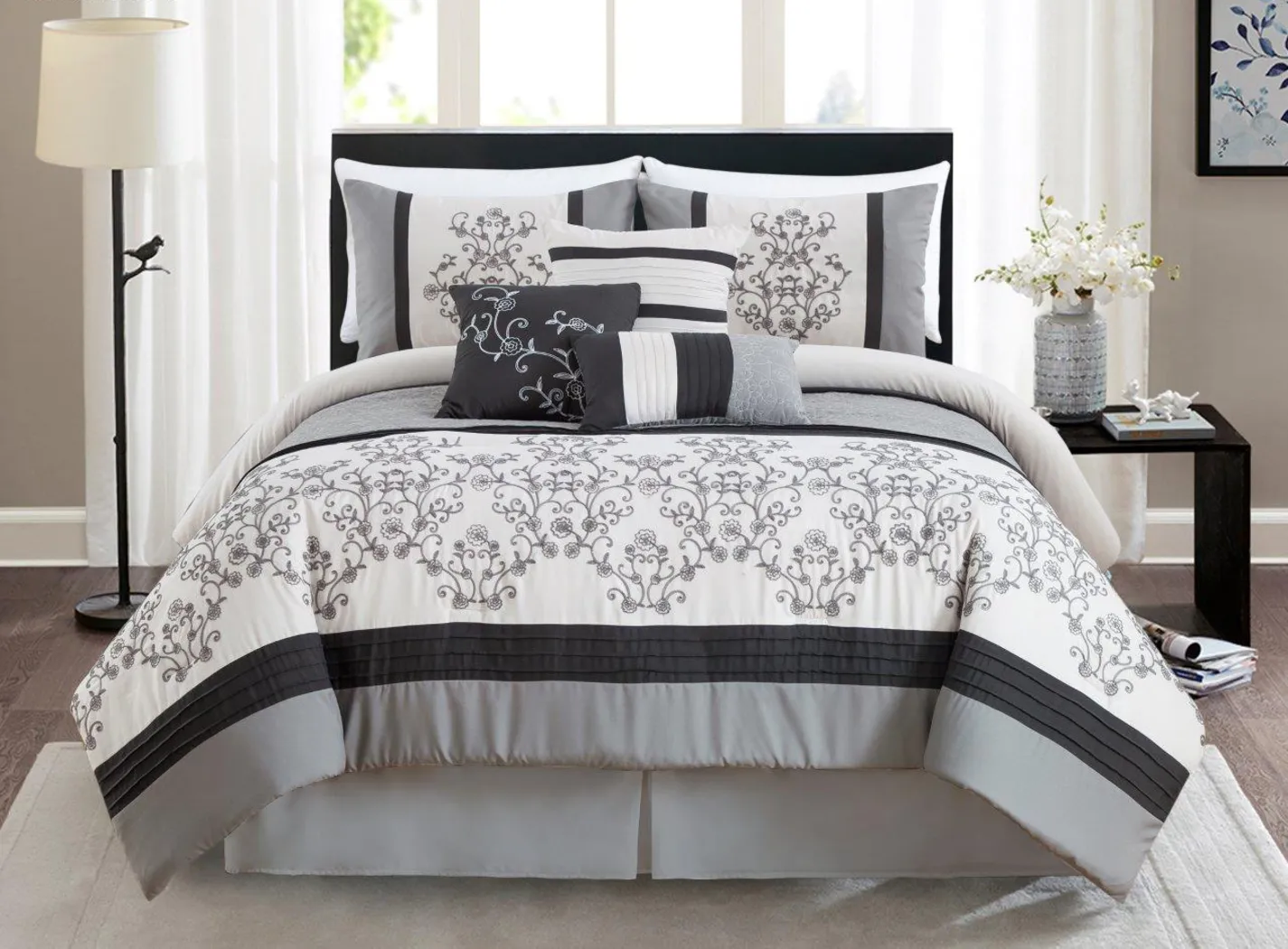 Damola Gray 7 Pc King Comforter Set - Thumbnail - Image 1