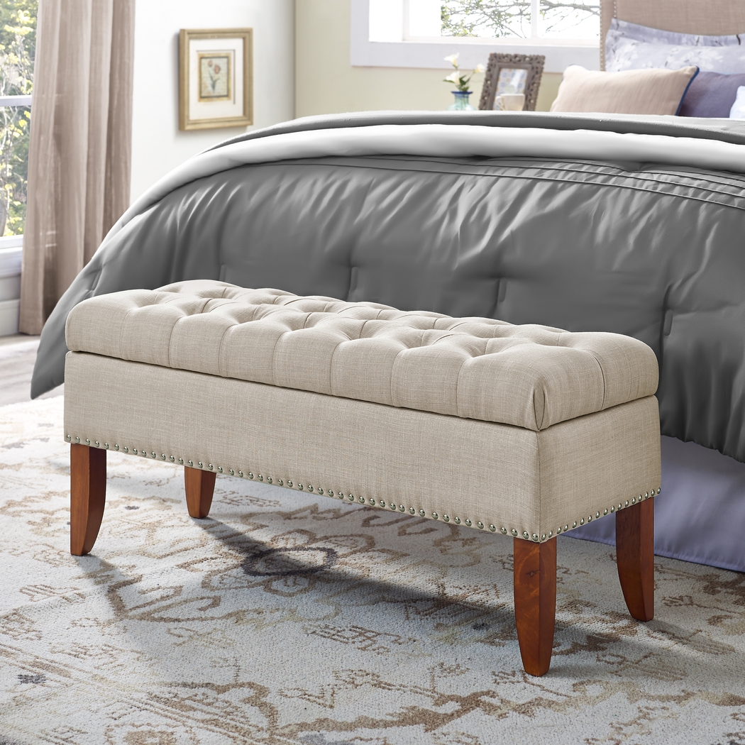 Dana Beige Storage Bench - Thumbnail - Image 2