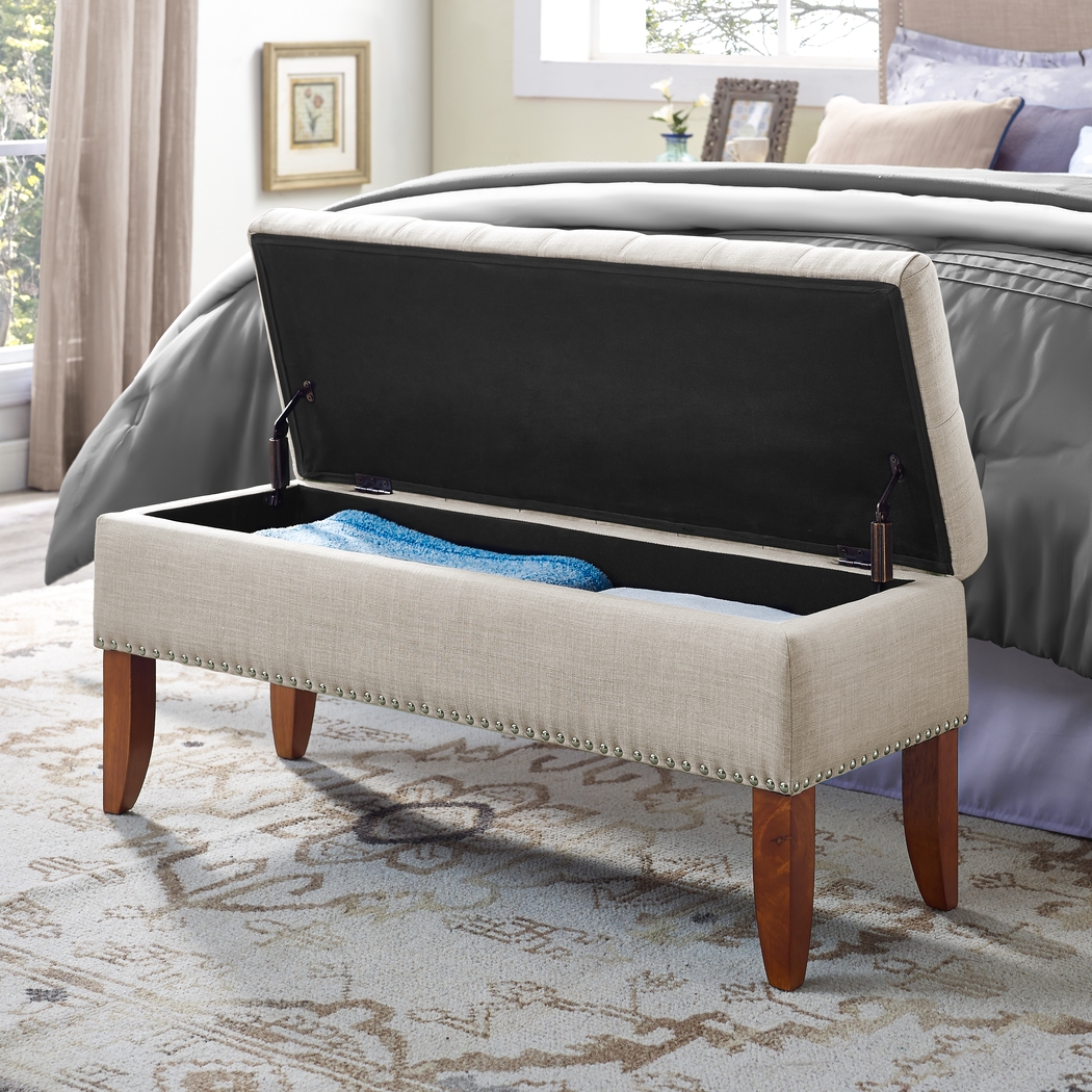 Dana Beige Storage Bench - Thumbnail - Image 3