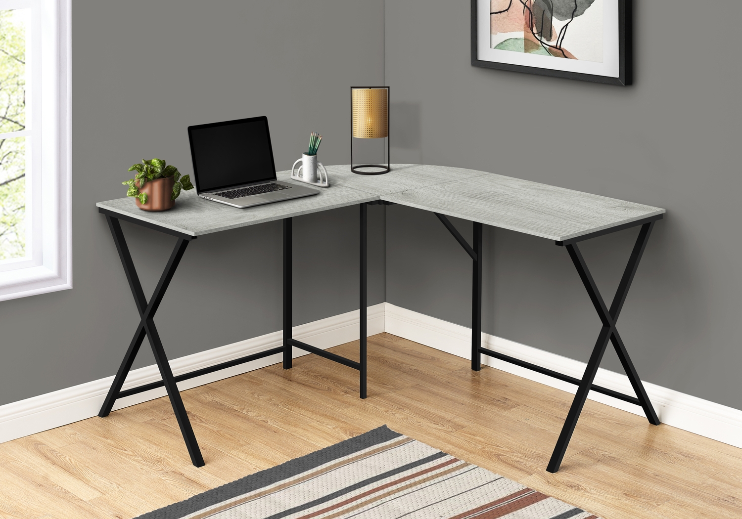 Danalyn Gray L-Shaped Computer Desk - Thumbnail - Image 3