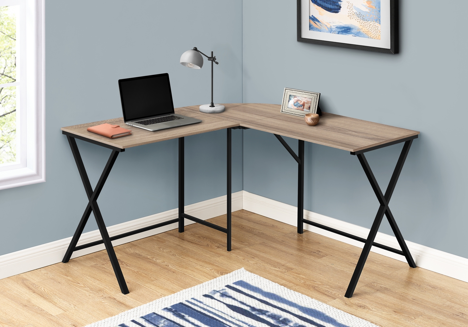Danalyn Taupe L-Shaped Computer Desk - Thumbnail - Image 3