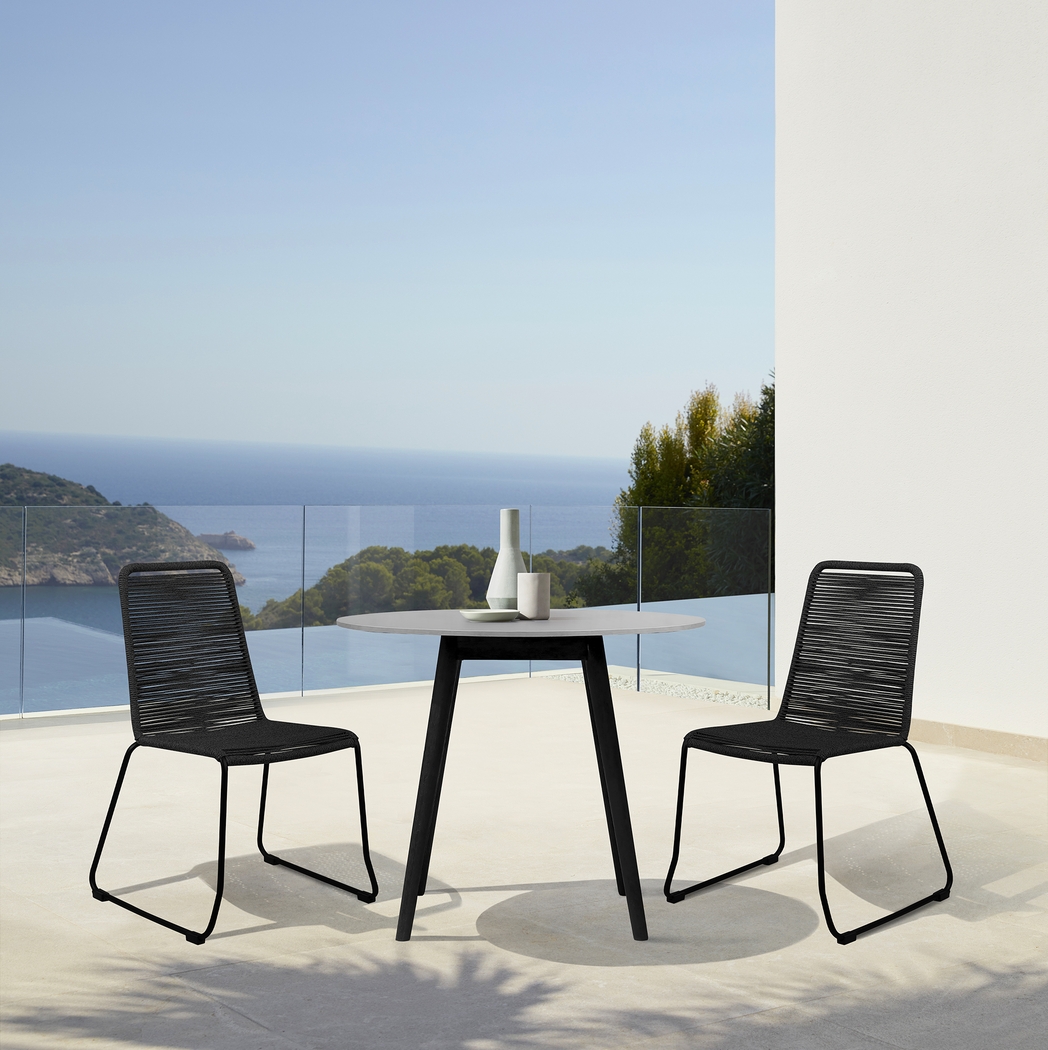 Danburry Black 3 PC Outdoor Dining Set - Thumbnail - Image 2