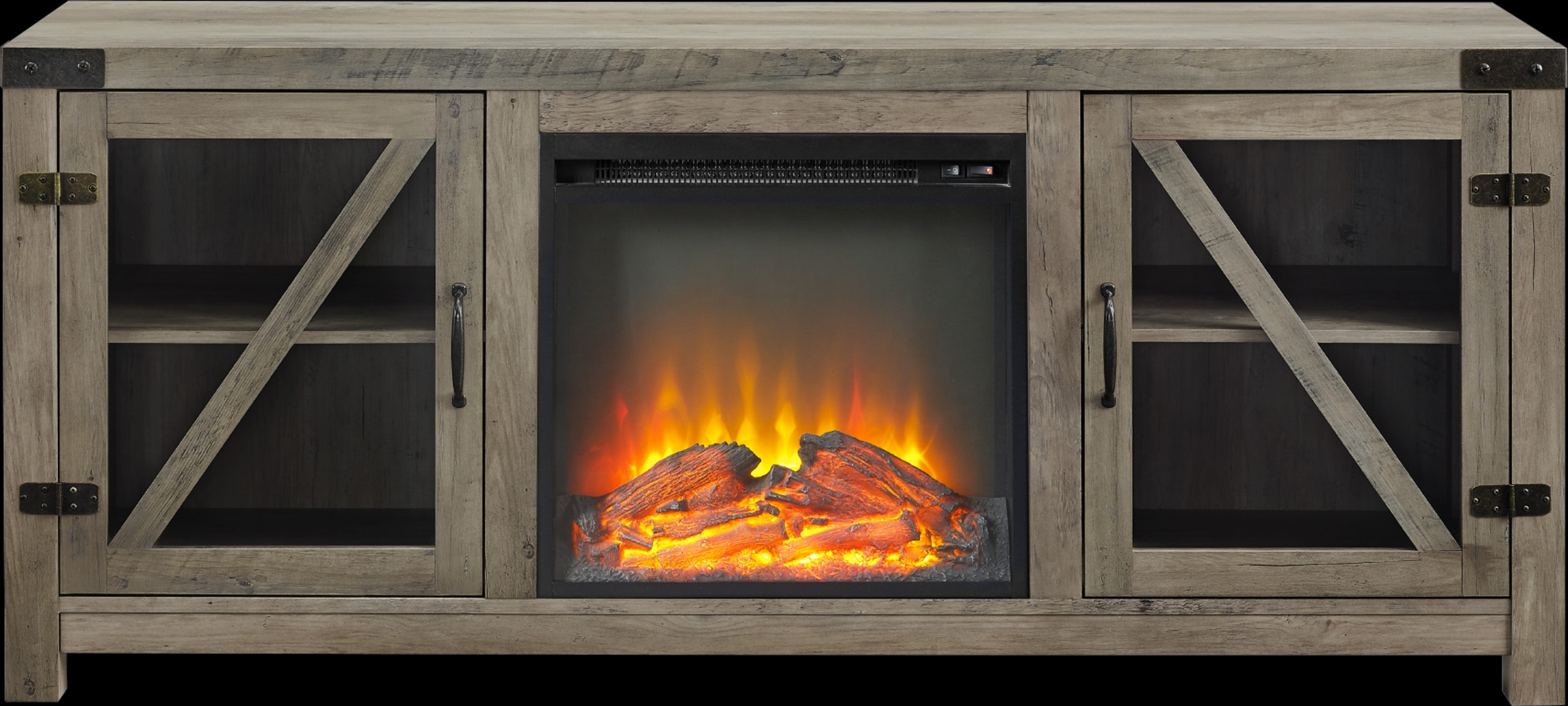 Dannelly Gray 58 in. Console, With Electric Fireplace - Thumbnail - Image 2