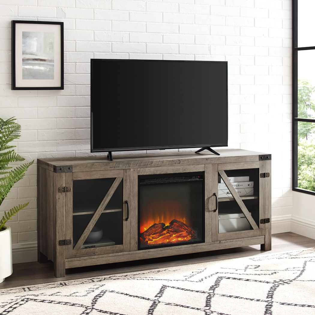 Dannelly Gray 58 in. Console, With Electric Fireplace - Thumbnail - Image 5