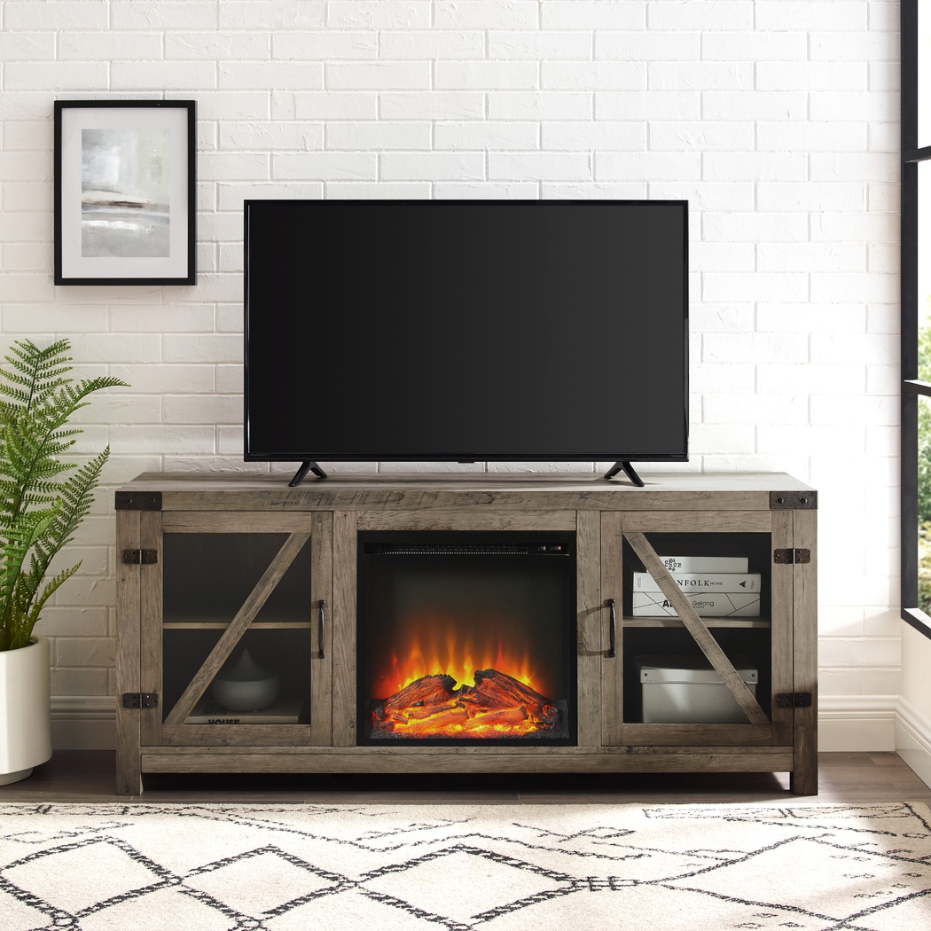 Dannelly Gray 58 in. Console, With Electric Fireplace - Thumbnail - Image 6