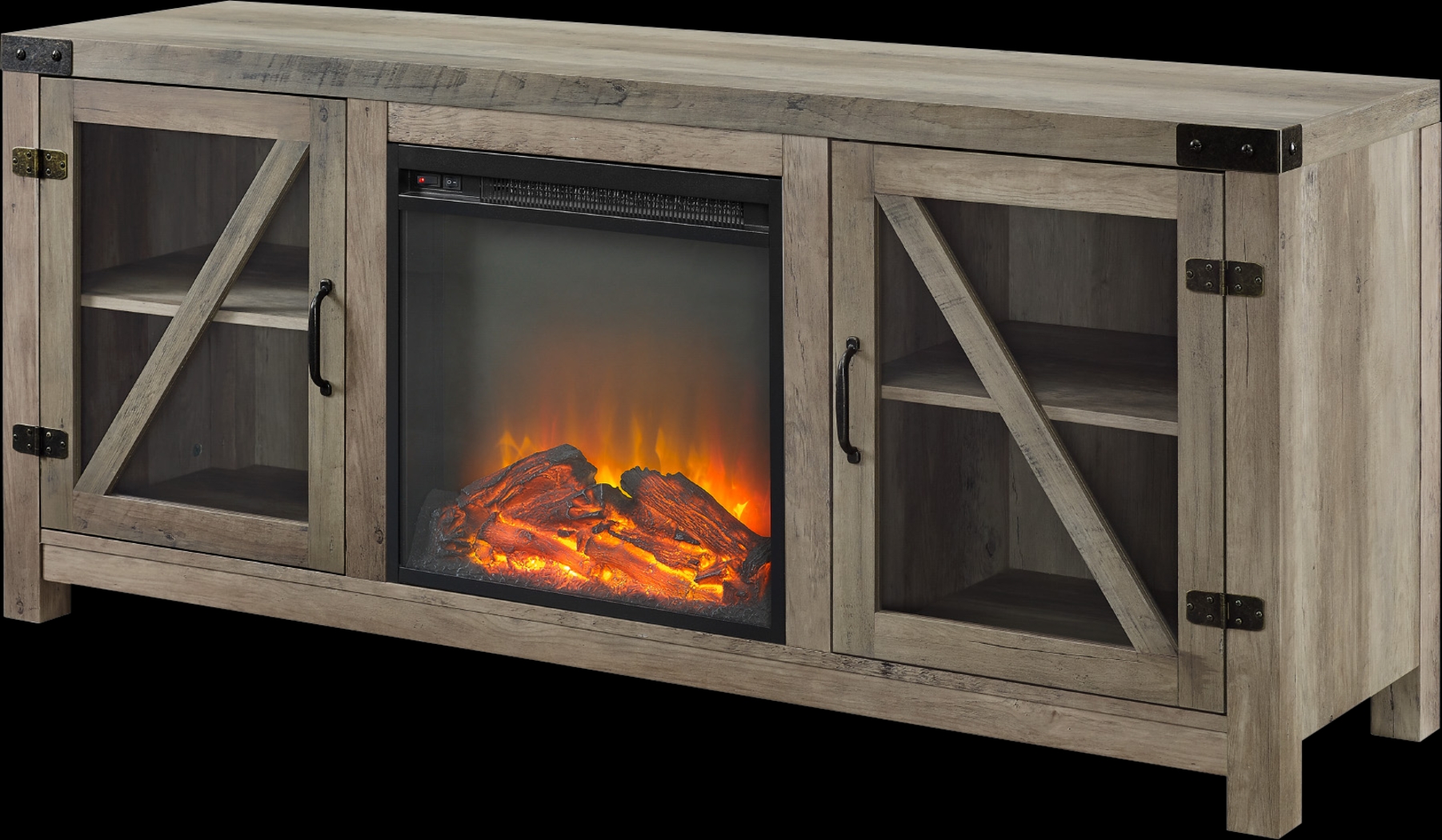 Dannelly Gray 58 in. Console, With Electric Fireplace - Thumbnail - Image 1