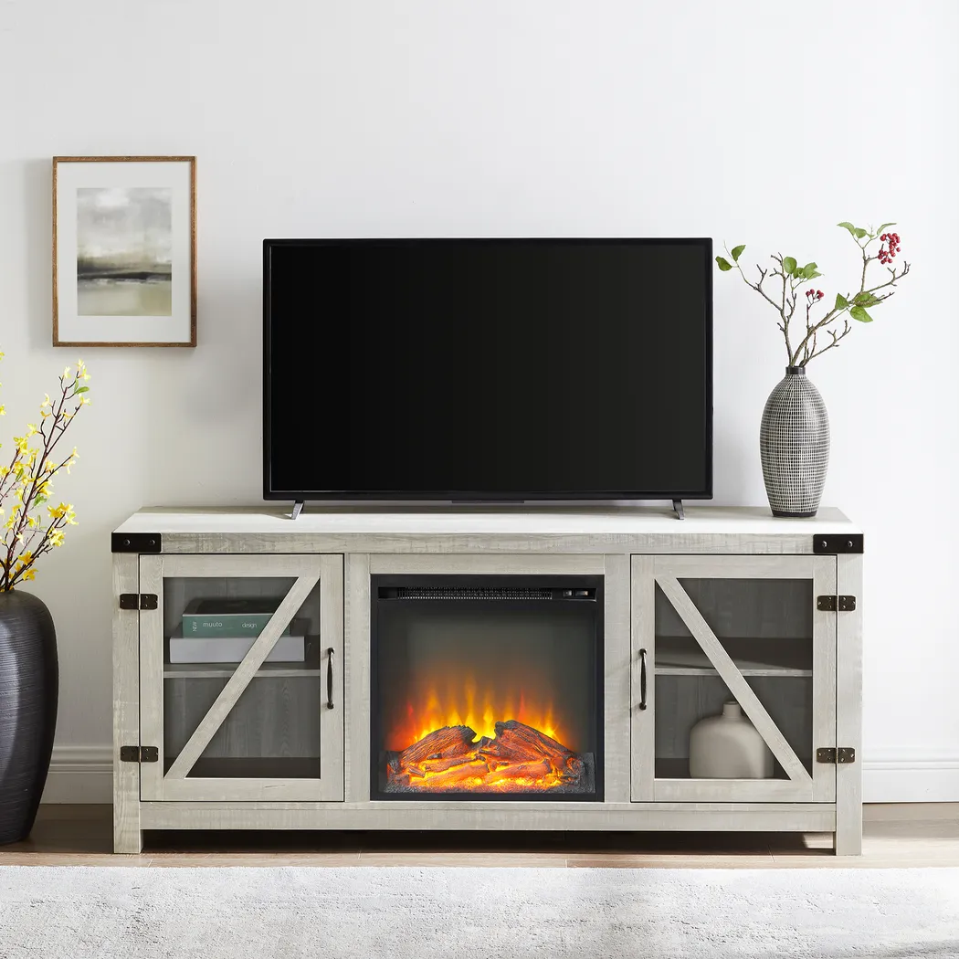 Dannelly Stone 58 in. Console, With Electric Fireplace - Image 6