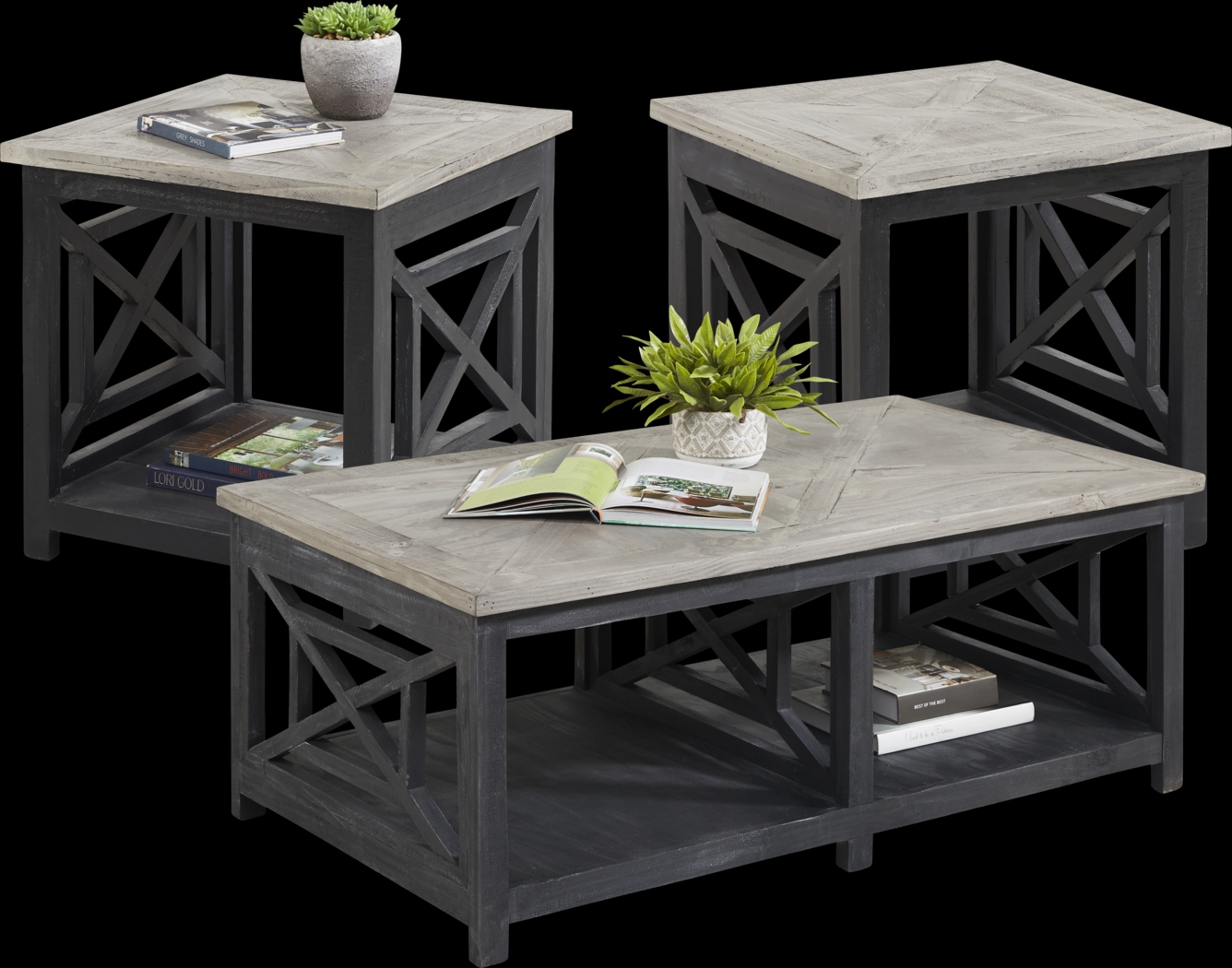 Danusa Black 3 Pc Table Set - Thumbnail - Image 1